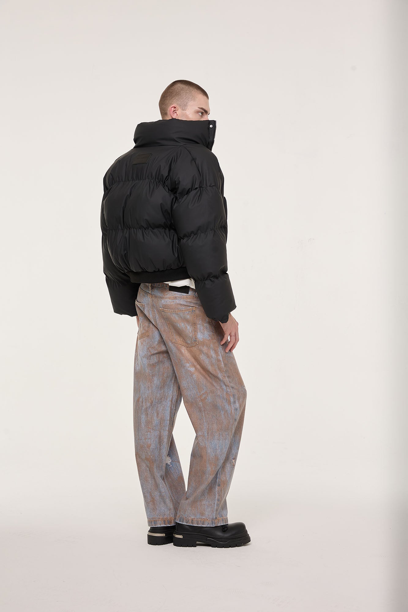 EGOFETCH Essential Cropped Puffer Jacket-Jacket-M-Black-Free Shipping Leatheretro