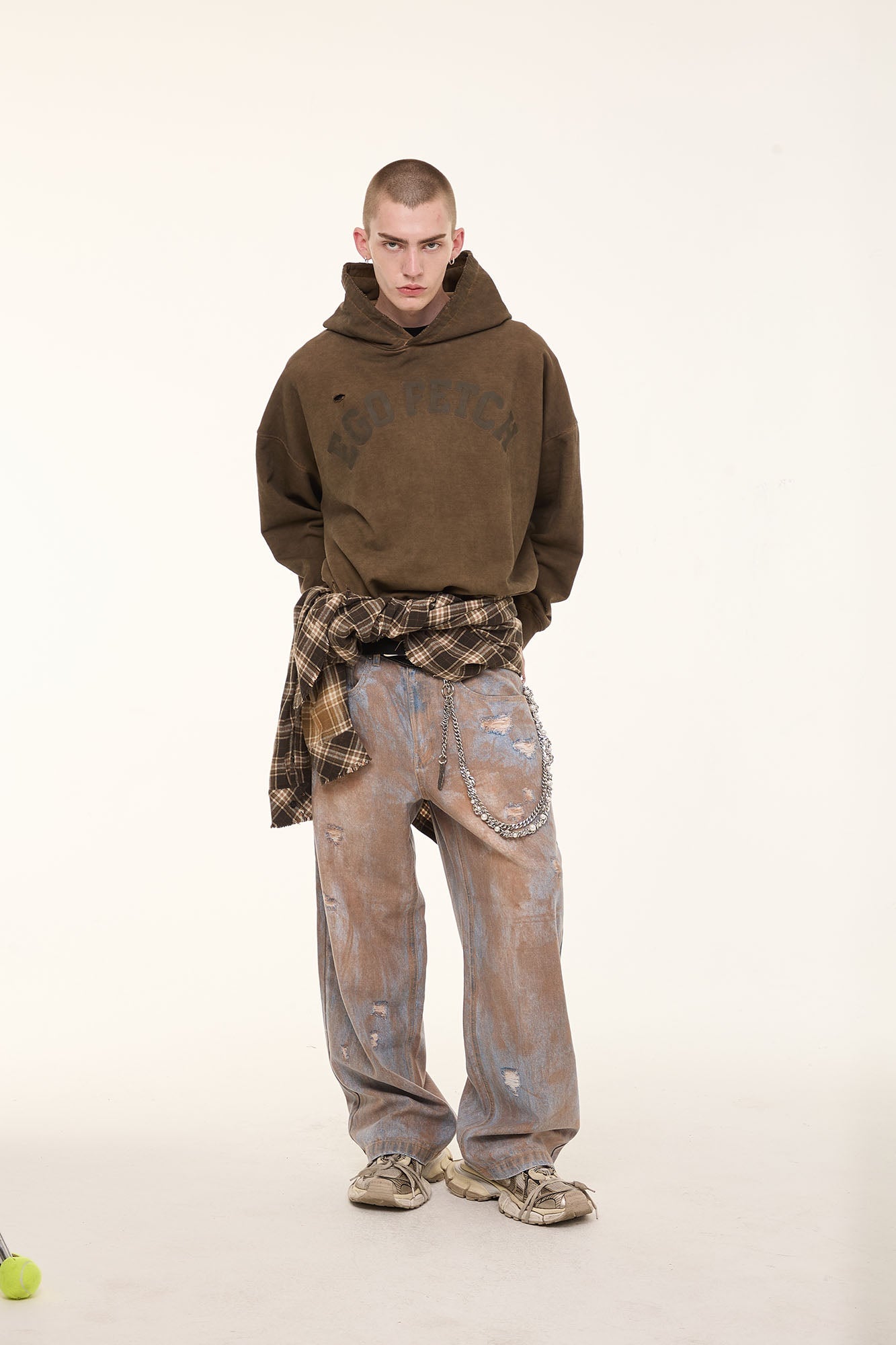 EGOFETCH Distressed Washed Hoodie-Hoodie-S-Black-Free Shipping Leatheretro