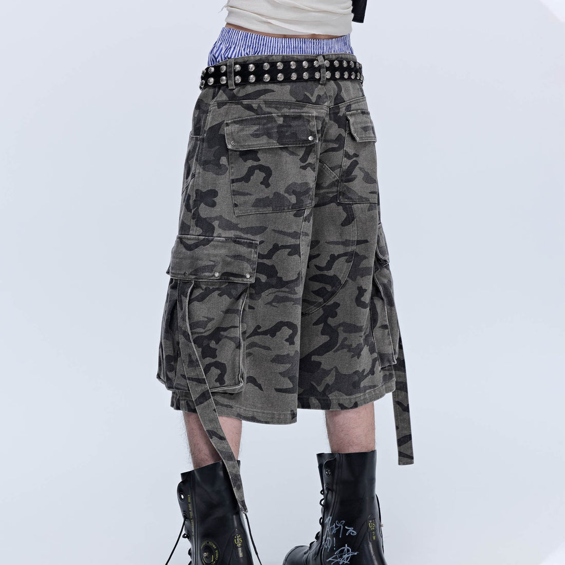 SAVAGEGROWTHWORLD Camo Spliced Multi-Pocket Shorts-Shorts-S-Free Shipping Leatheretro