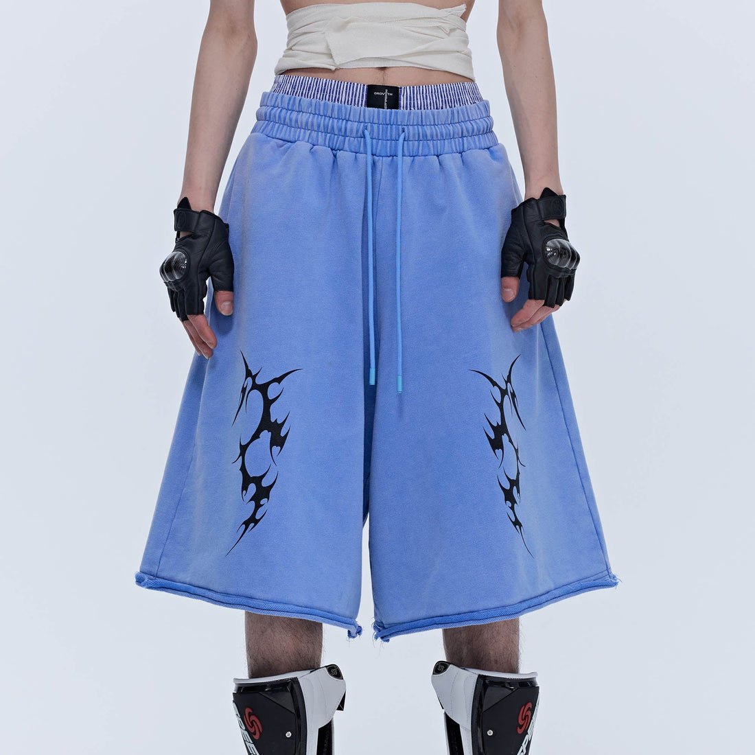 SAVAGEGROWTHWORLD Thorn Washed Drawstring Shorts-Shorts-S-Free Shipping Leatheretro