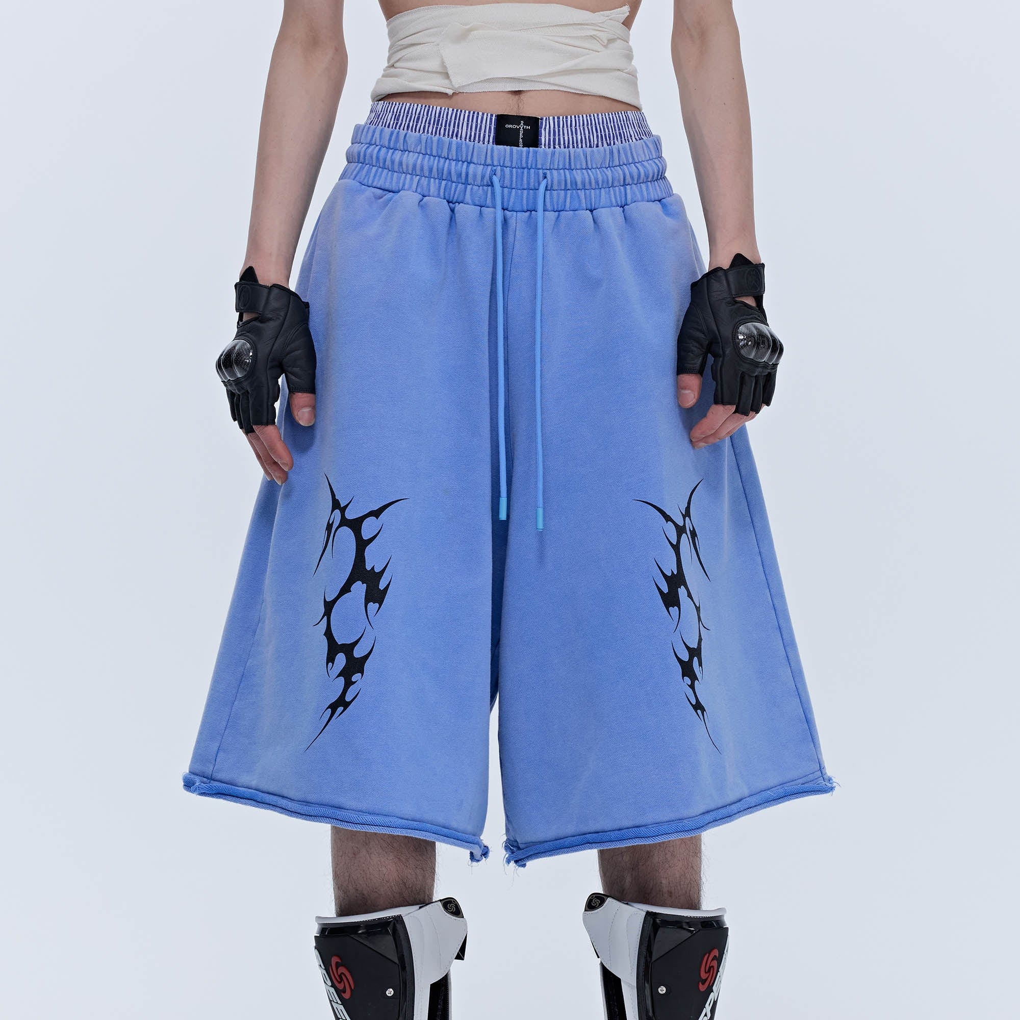 SAVAGEGROWTHWORLD Thorn Washed Drawstring Shorts-Shorts-S-Free Shipping Leatheretro