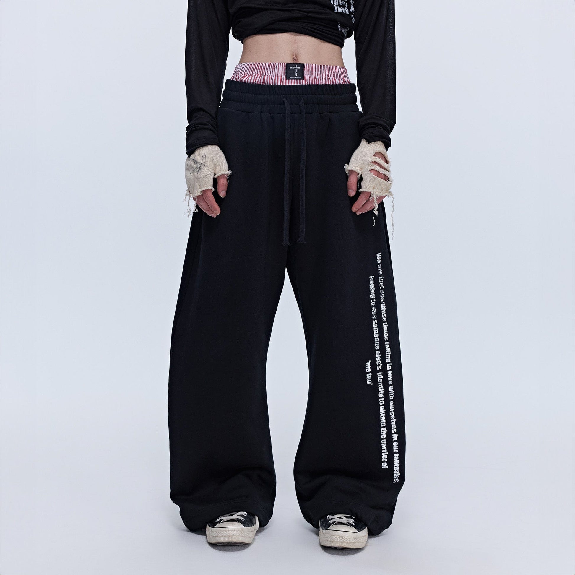 SAVAGEGROWTHWORLD Slogan Curved Drawstring Sweatpants-Pants-S-Black-Free Shipping Leatheretro