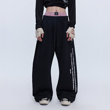 SAVAGEGROWTHWORLD Slogan Curved Drawstring Sweatpants-Pants-S-Black-Free Shipping Leatheretro