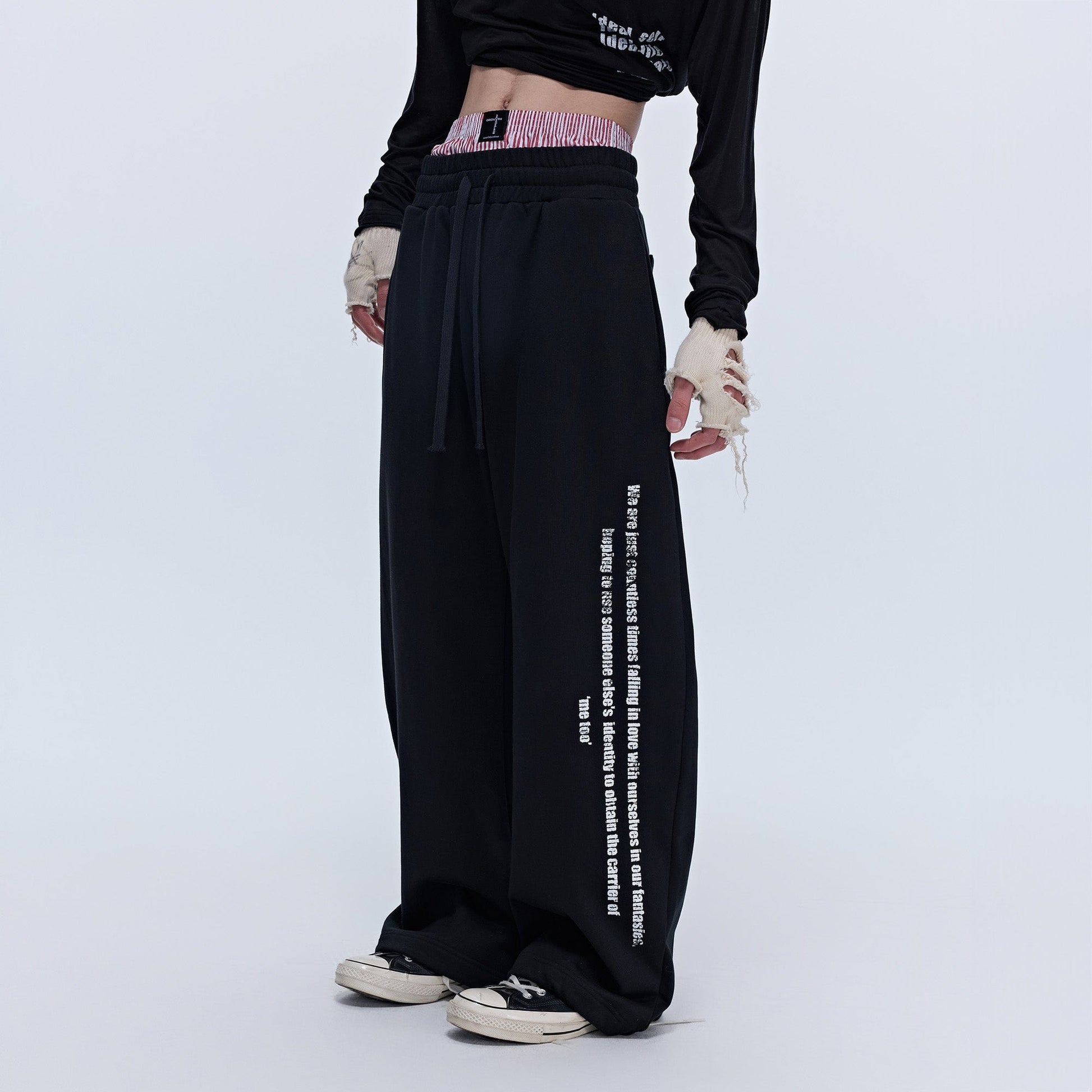 SAVAGEGROWTHWORLD Slogan Curved Drawstring Sweatpants-Pants-S-Black-Free Shipping Leatheretro
