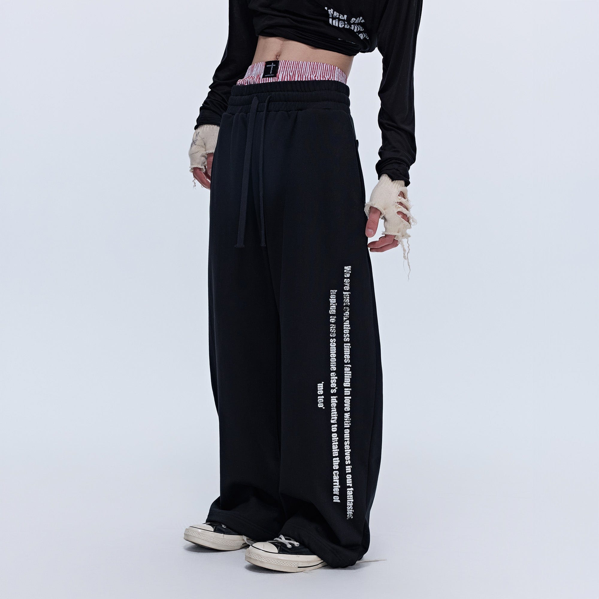 SAVAGEGROWTHWORLD Slogan Curved Drawstring Sweatpants-Pants-S-Black-Free Shipping Leatheretro