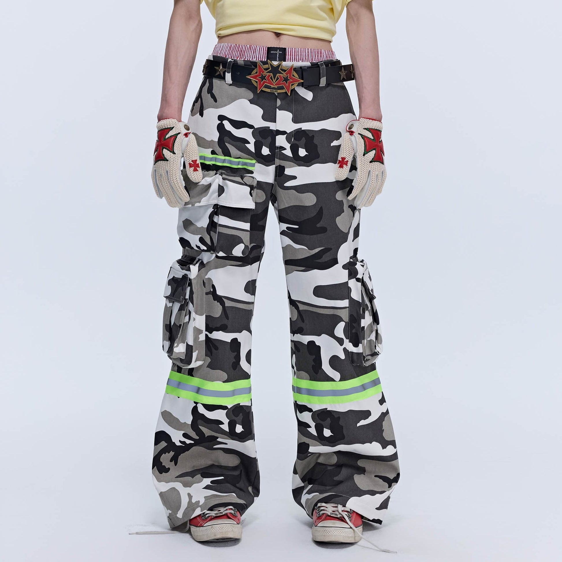 SAVAGEGROWTHWORLD Camo Reflective Multi-Pocket Cargo Pants-Pants-S-Free Shipping Leatheretro