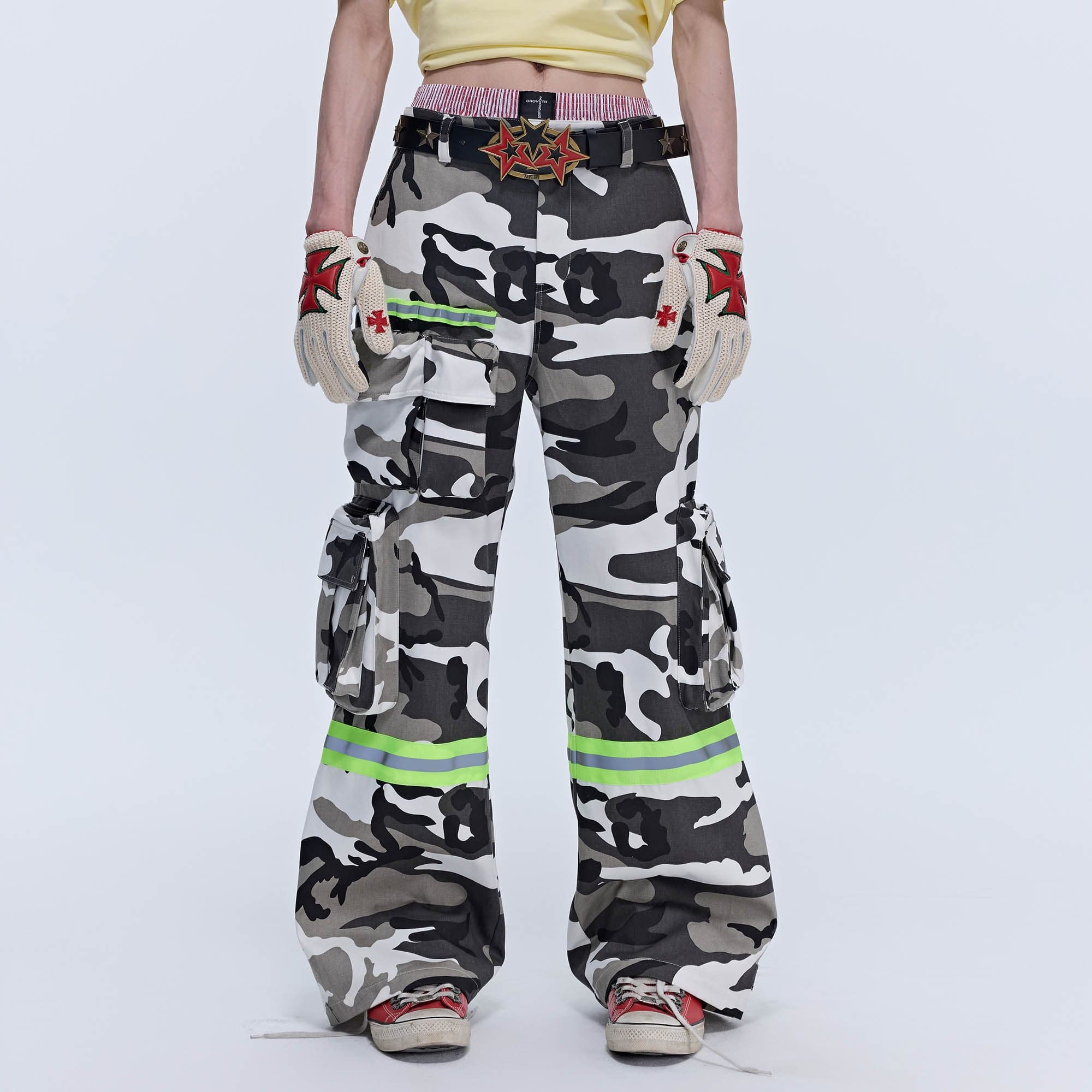 SAVAGEGROWTHWORLD Camo Reflective Multi-Pocket Cargo Pants-Pants-S-Free Shipping Leatheretro