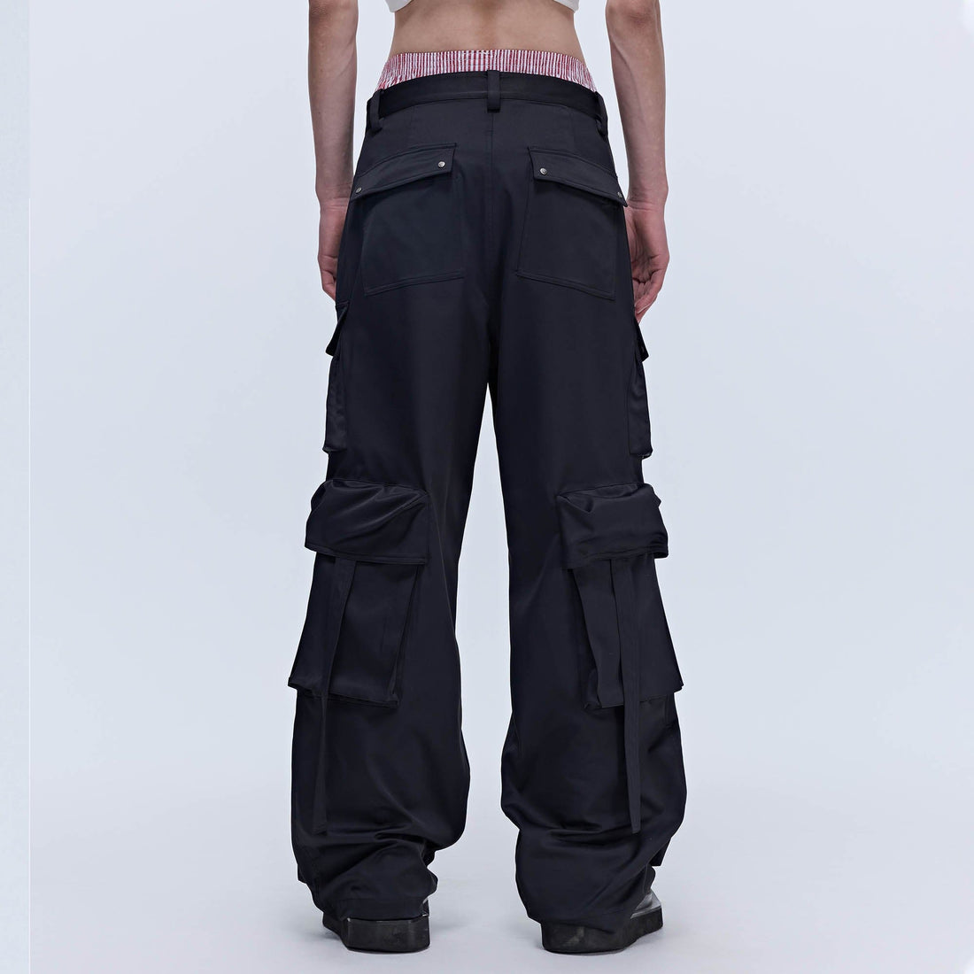 SAVAGEGROWTHWORLD Multi-Pocket Satin Straight-Leg Pants-Pants-S-Free Shipping Leatheretro