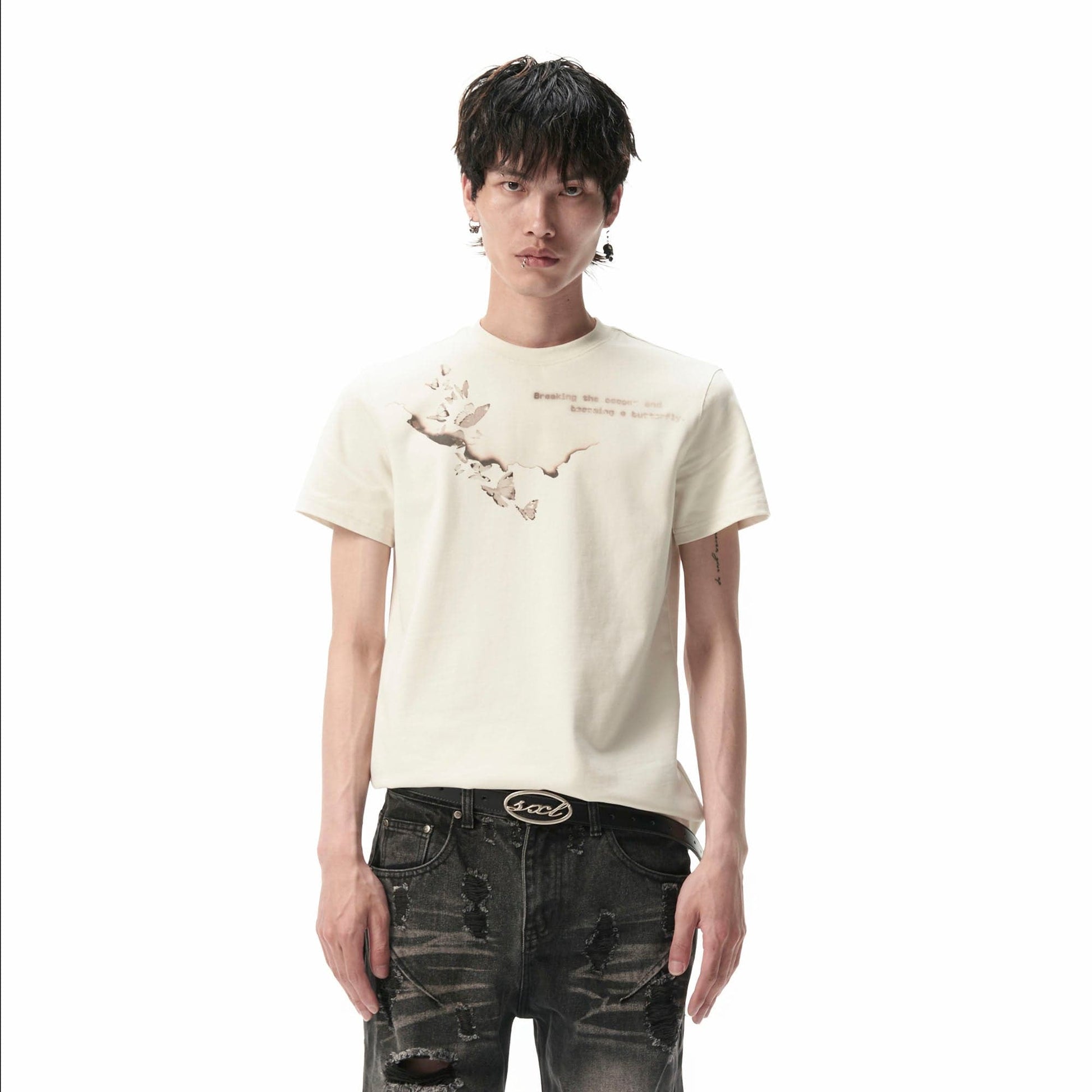 SAVAGEGROWTHWORLD Burnt Butterfly Graphic T-Shirt-T Shirt-S-Free Shipping Leatheretro