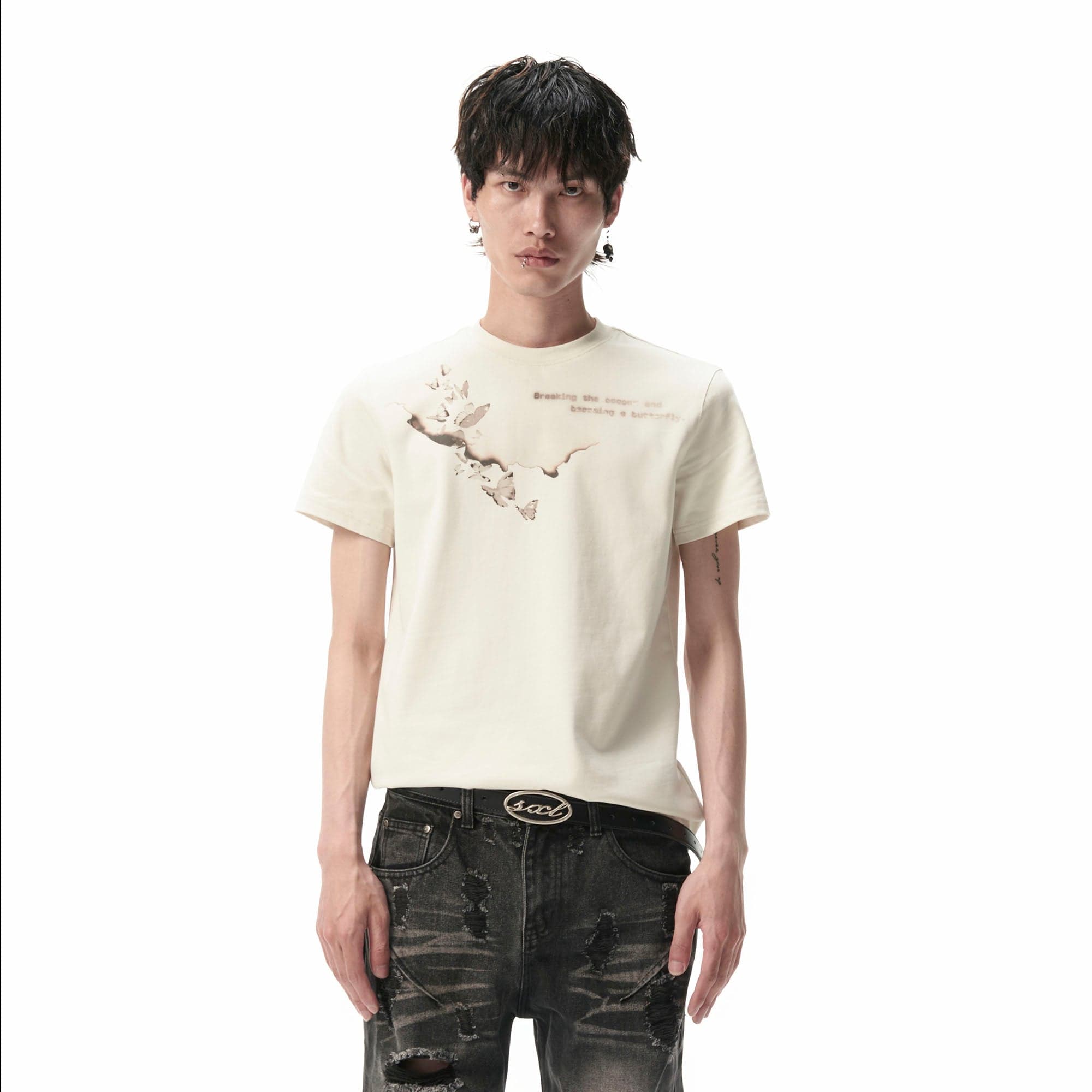 SAVAGEGROWTHWORLD Burnt Butterfly Graphic T-Shirt-T Shirt-S-Free Shipping Leatheretro