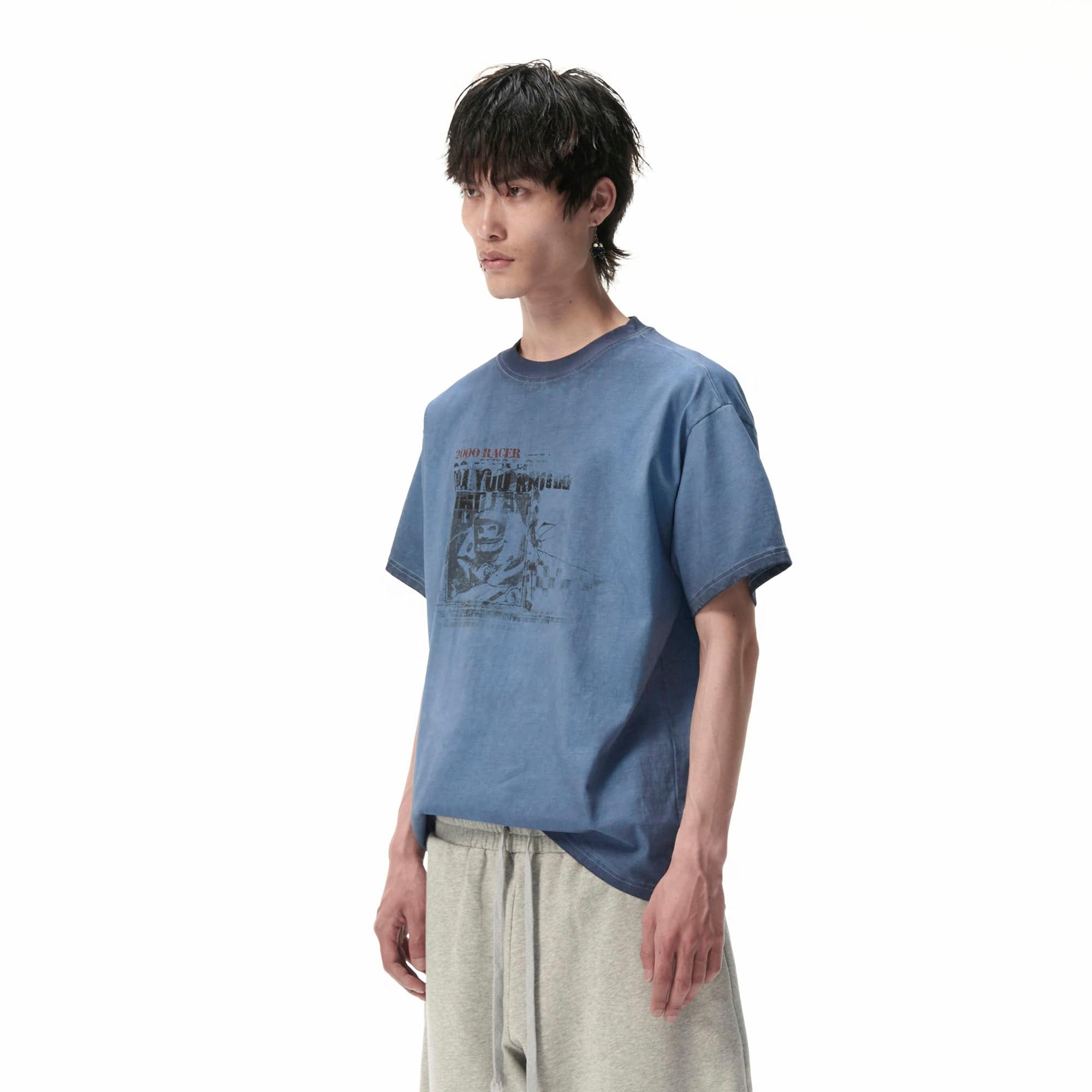 SAVAGEGROWTHWORLD Racer Graphic Faded Washed T-Shirt-T Shirt-S-Free Shipping Leatheretro