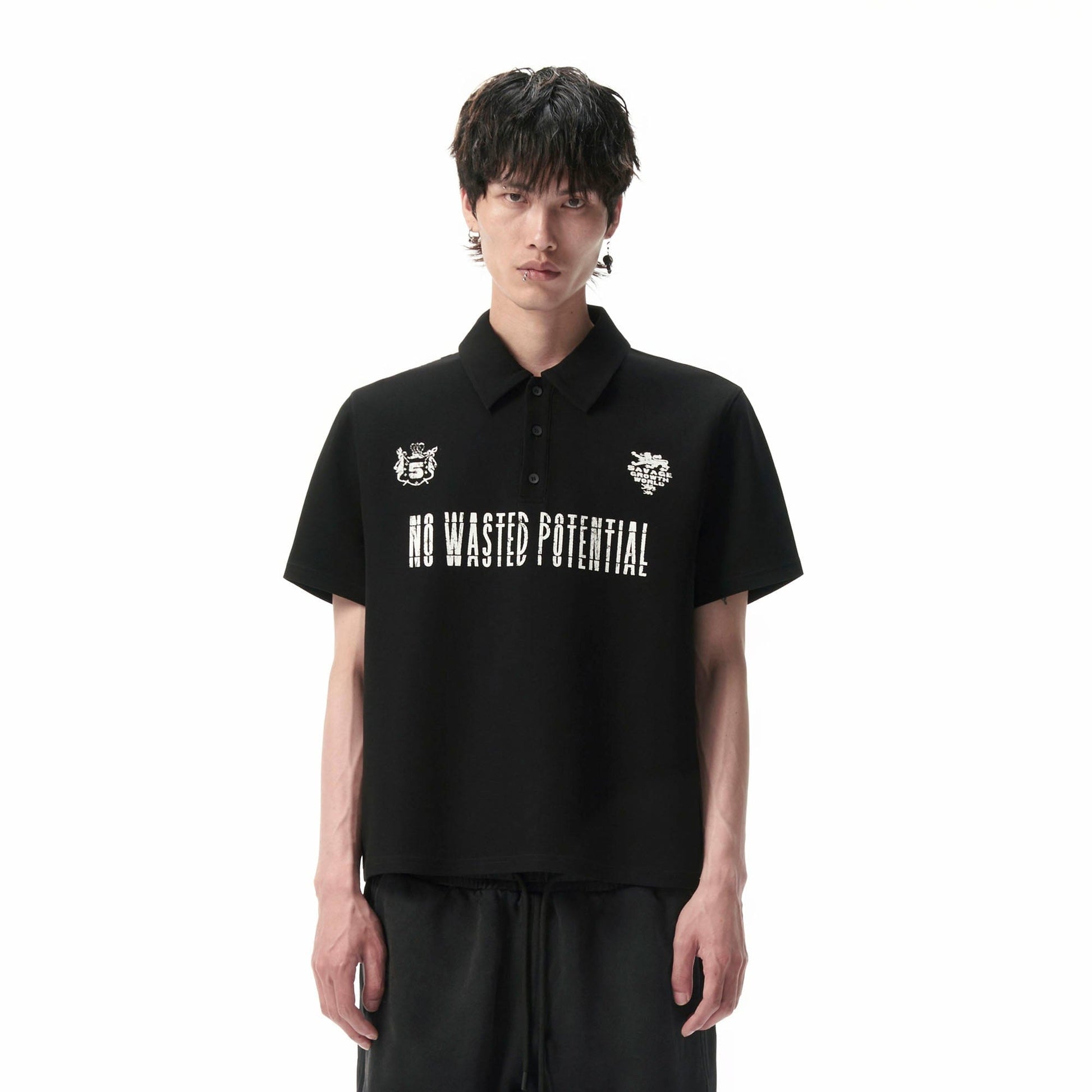 SAVAGEGROWTHWORLD No Wasted Potential Stripe-Back Polo T-Shirt-T Shirt-S-Free Shipping Leatheretro