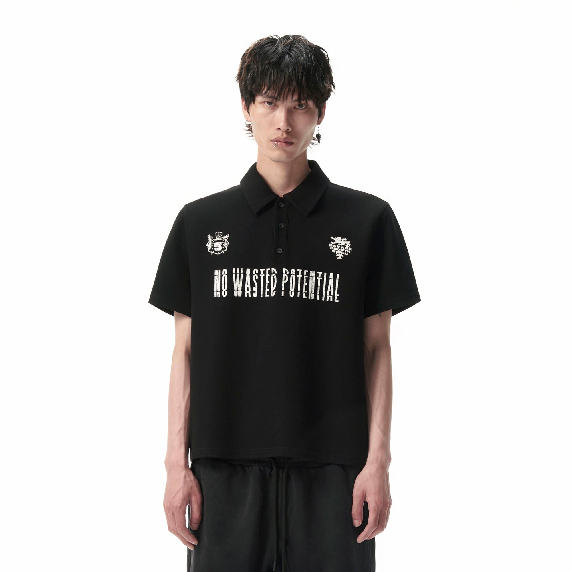 SAVAGEGROWTHWORLD No Wasted Potential Stripe-Back Polo T-Shirt-T Shirt-S-Free Shipping Leatheretro