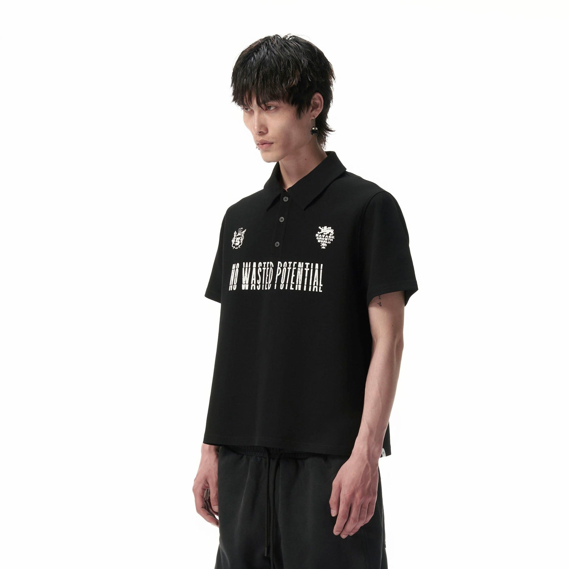 SAVAGEGROWTHWORLD No Wasted Potential Stripe-Back Polo T-Shirt-T Shirt-S-Free Shipping Leatheretro