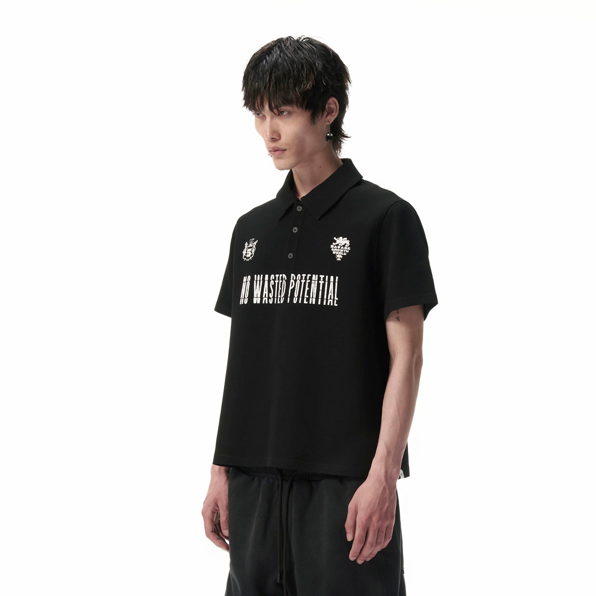 SAVAGEGROWTHWORLD No Wasted Potential Stripe-Back Polo T-Shirt-T Shirt-S-Free Shipping Leatheretro