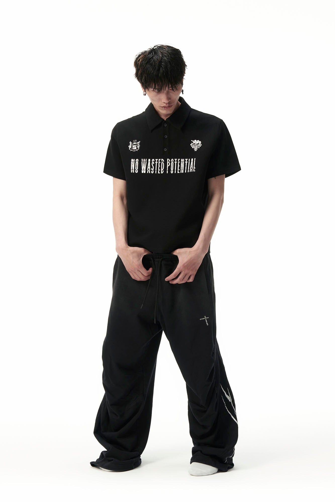 SAVAGEGROWTHWORLD No Wasted Potential Stripe-Back Polo T-Shirt-T Shirt-S-Free Shipping Leatheretro