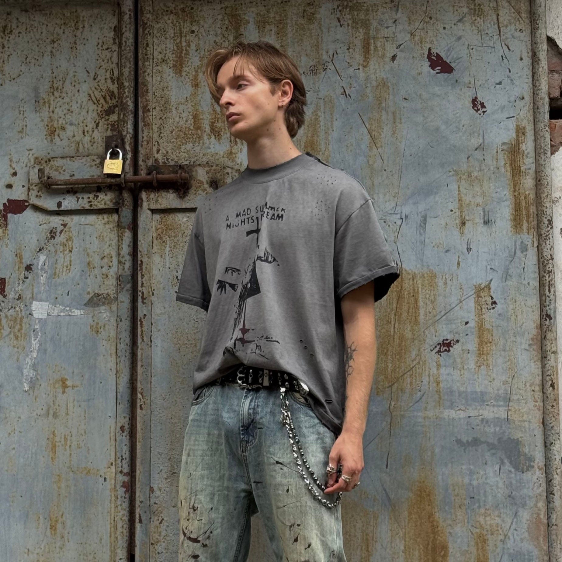 LUUUCAM A Mad Summer Night Dream Distressed Panel T-Shirt-T Shirt-S-Free Shipping Leatheretro