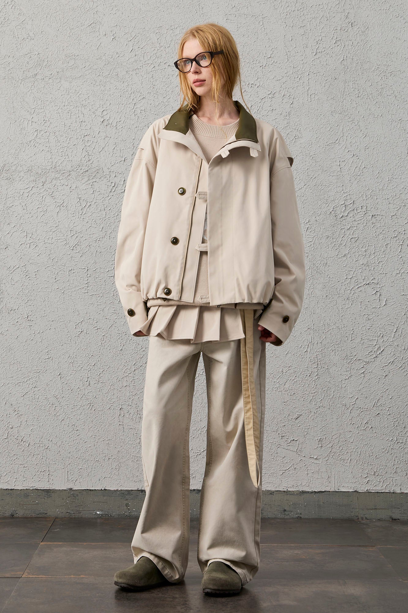 ORGANIC EMOTION Stand Collar PU Drawstring Jacket-Jacket-S-Khaki-Free Shipping Leatheretro