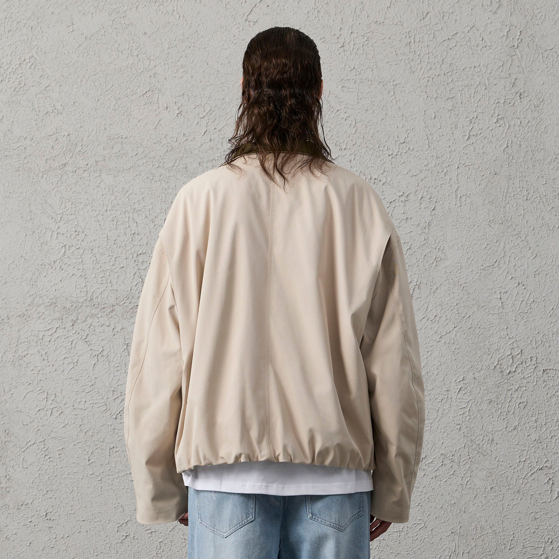 ORGANIC EMOTION Stand Collar PU Drawstring Jacket-Jacket-S-Khaki-Free Shipping Leatheretro