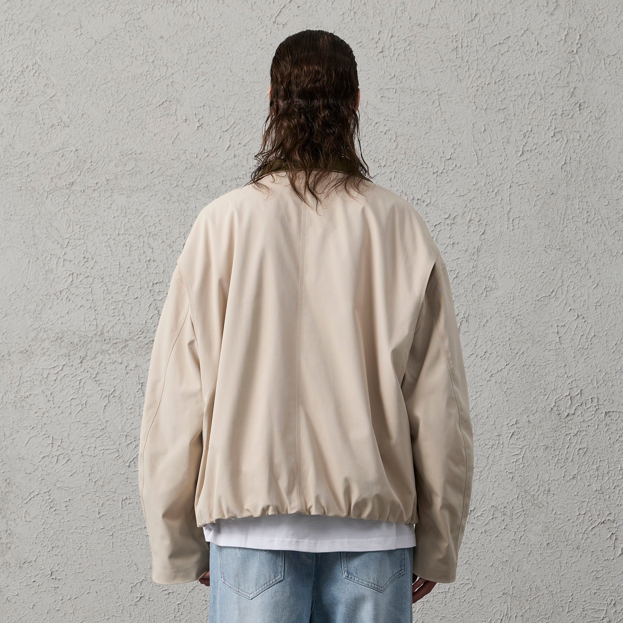 ORGANIC EMOTION Stand Collar PU Drawstring Jacket-Jacket-S-Khaki-Free Shipping Leatheretro