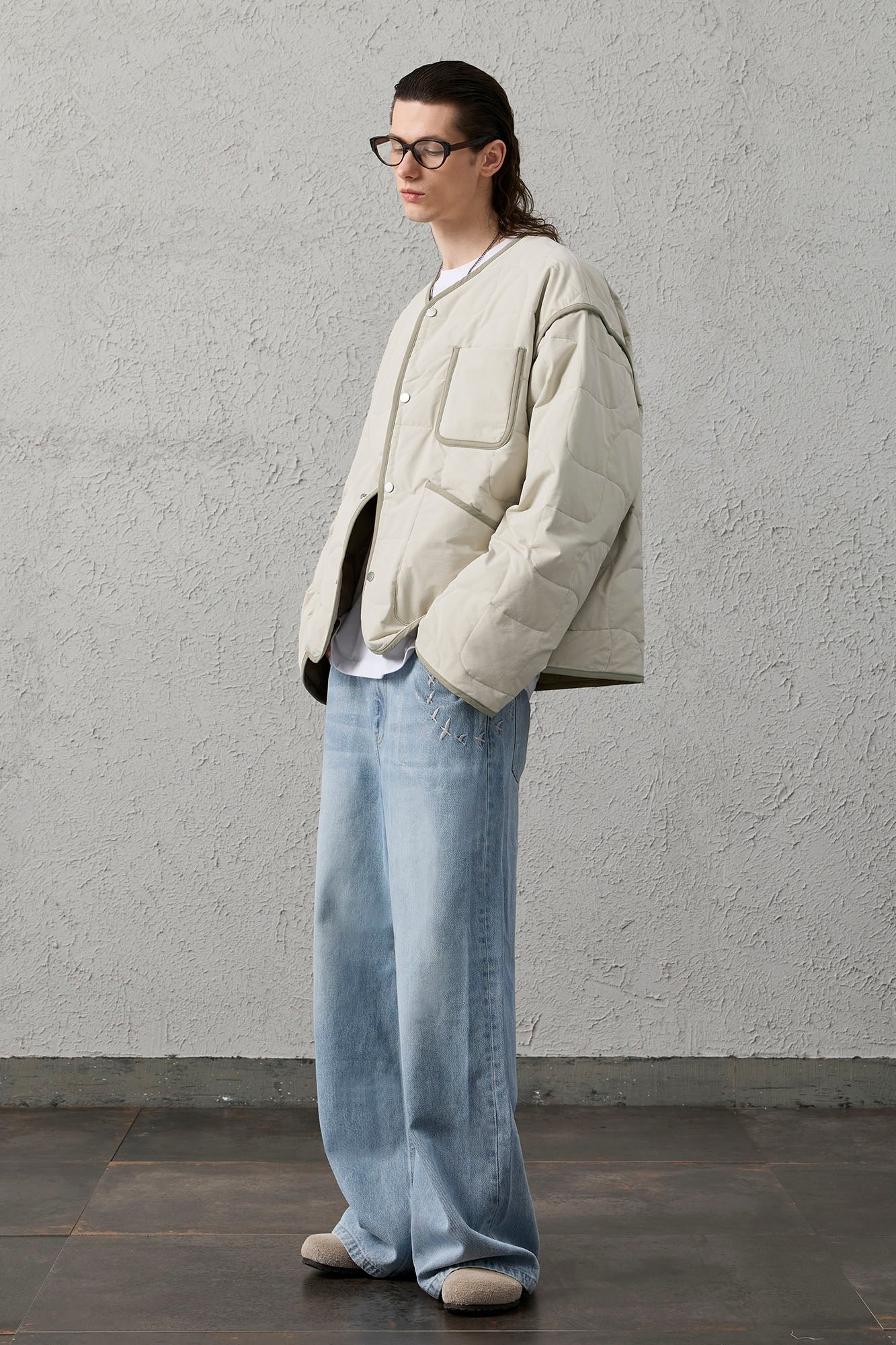 ORGANIC EMOTION Quilted Snap-Front Down Jacket-Jacket-S-Free Shipping Leatheretro