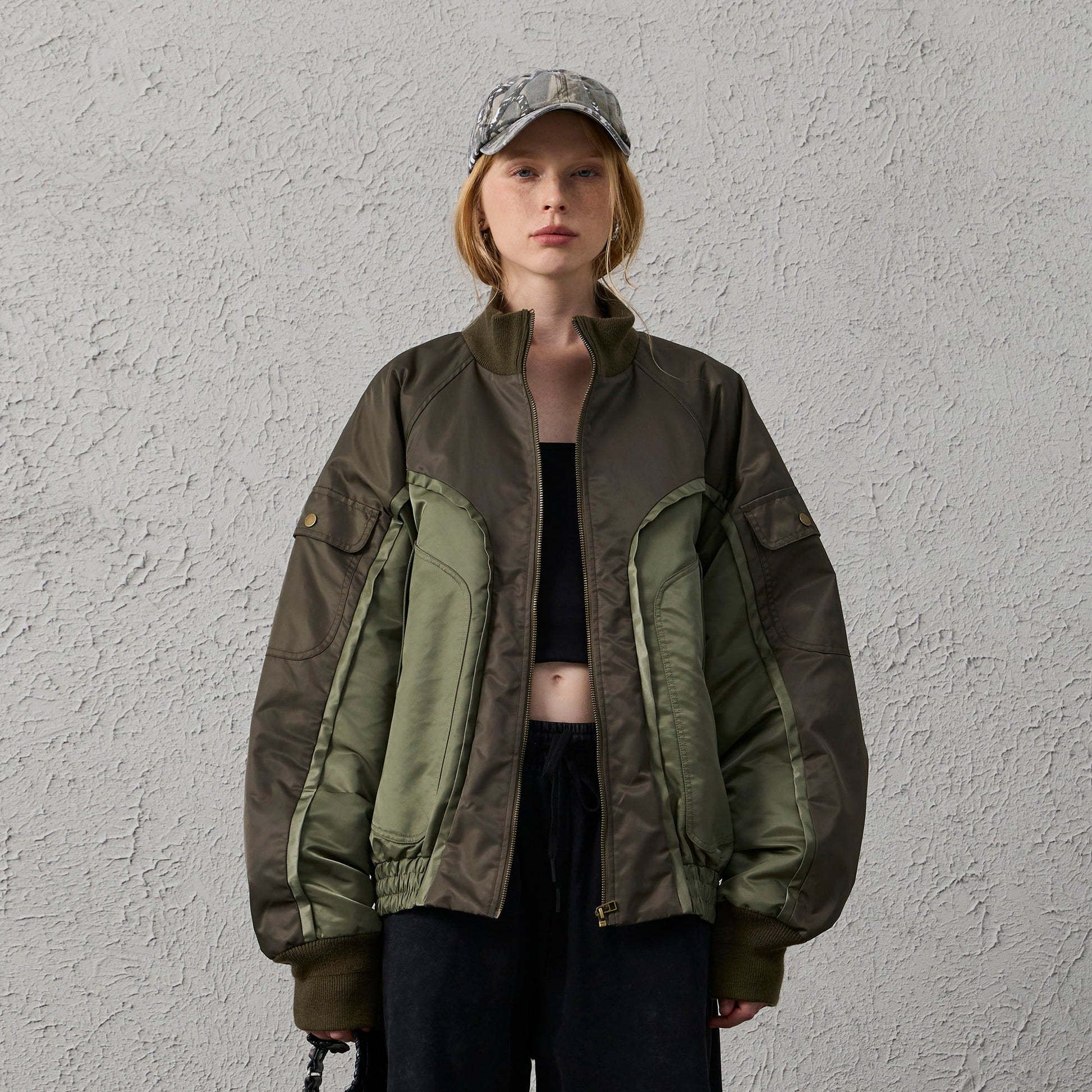 ORGANIC EMOTION Deconstructed MA-1 Down Bomber Jacket-Jacket-S-Free Shipping Leatheretro