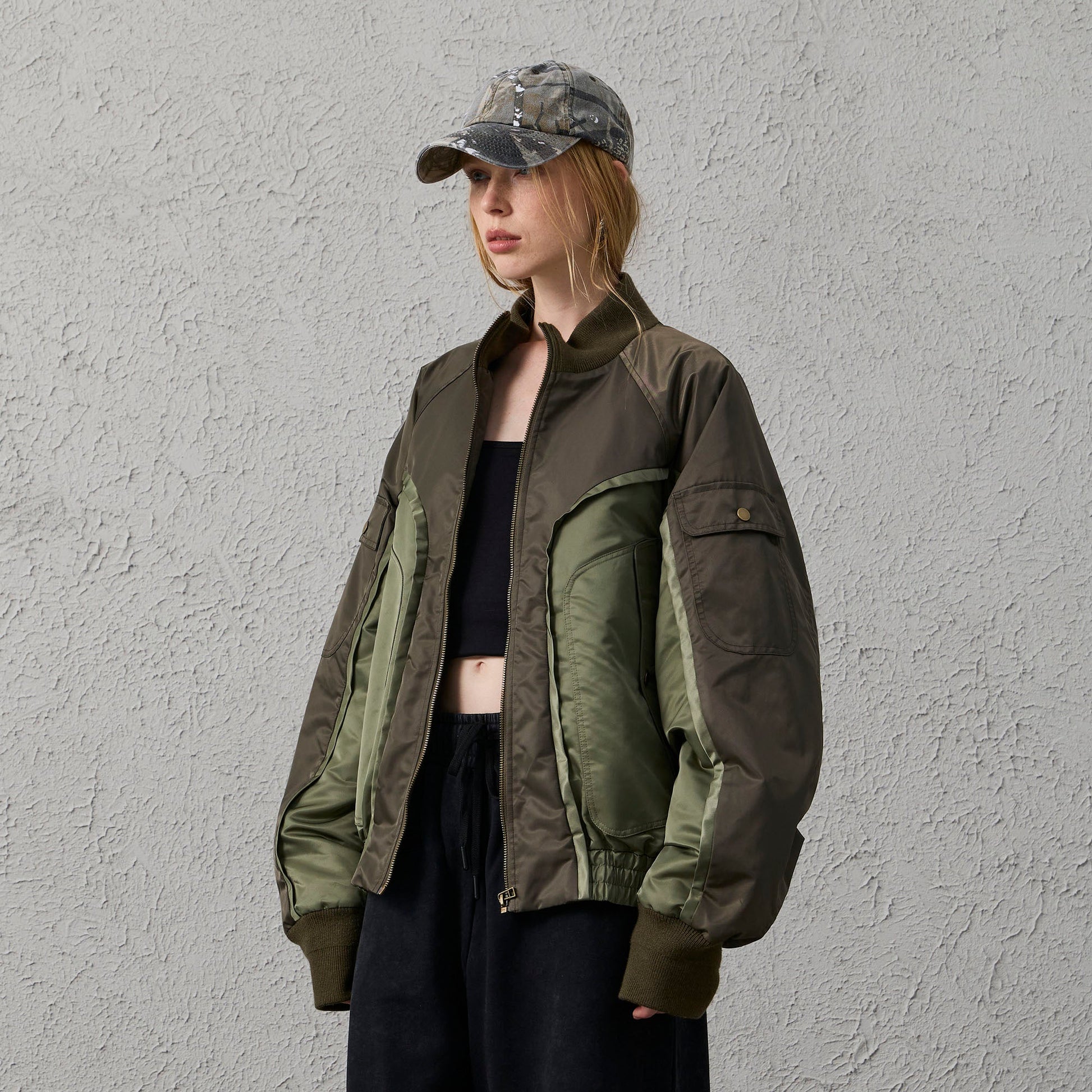 ORGANIC EMOTION Deconstructed MA-1 Down Bomber Jacket-Jacket-S-Free Shipping Leatheretro