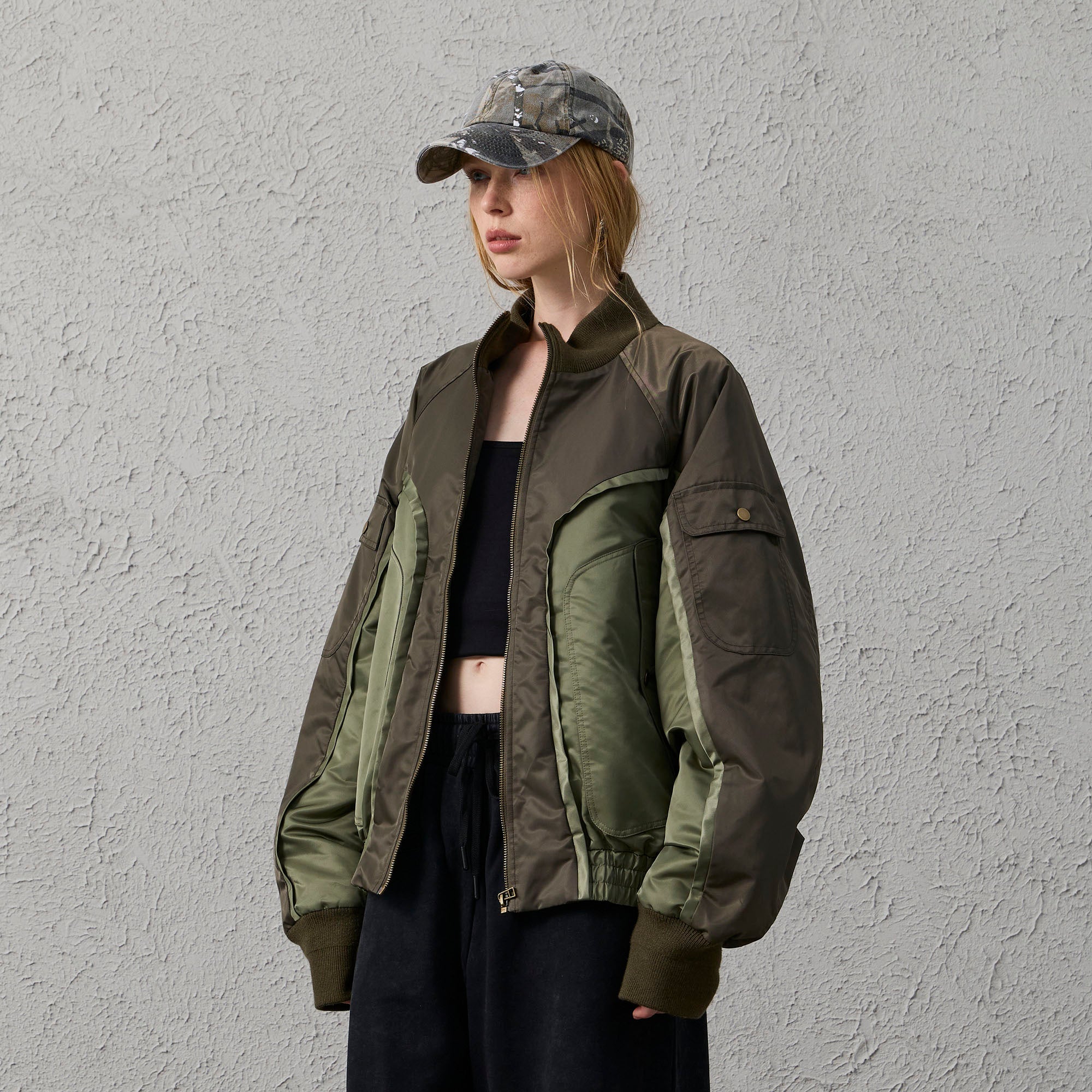 ORGANIC EMOTION Deconstructed MA-1 Down Bomber Jacket-Jacket-S-Free Shipping Leatheretro