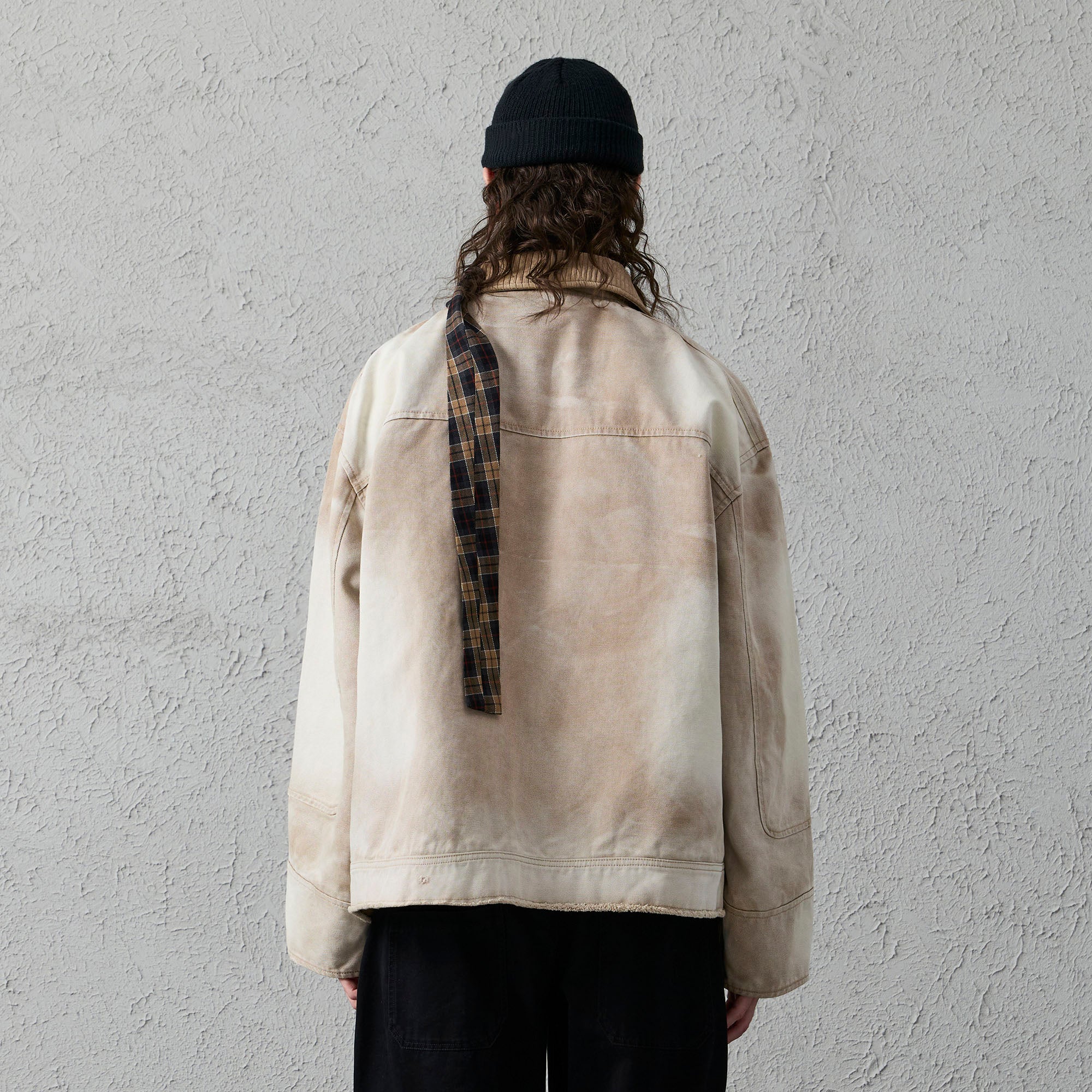 ORGANIC EMOTION Washed Contrast Collar Oversized Snap Jacket-Jacket-S-Green-Free Shipping Leatheretro