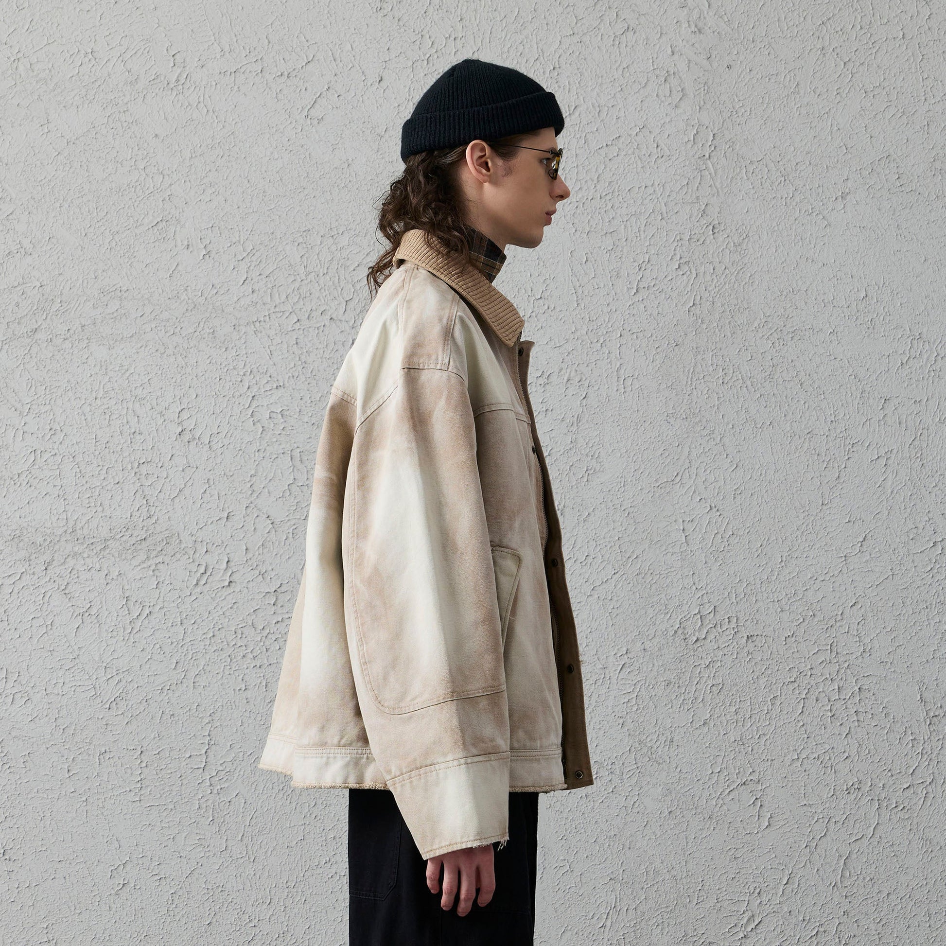 ORGANIC EMOTION Washed Contrast Collar Oversized Snap Jacket-Jacket-S-Green-Free Shipping Leatheretro