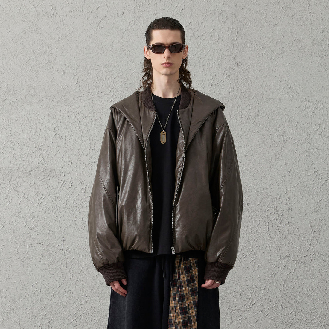 ORGANIC EMOTION Deconstructed PU Oversized Puffer Jacket-Jacket-S-Free Shipping Leatheretro