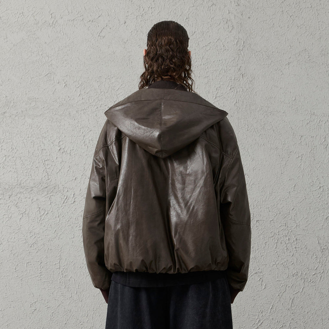 ORGANIC EMOTION Deconstructed PU Oversized Puffer Jacket-Jacket-S-Free Shipping Leatheretro