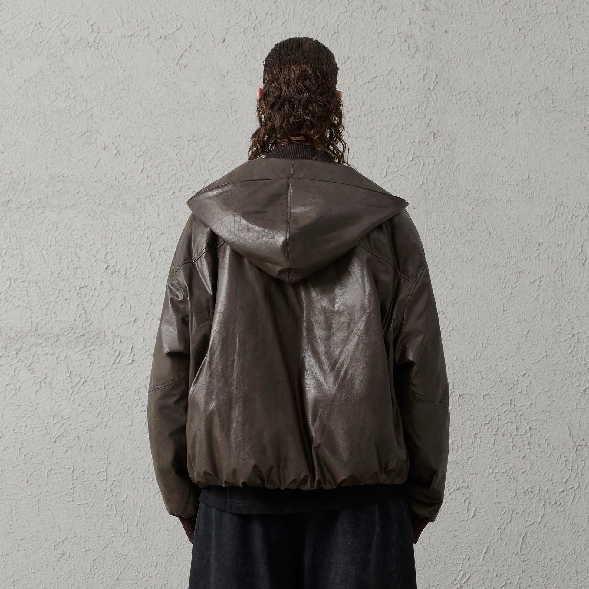 ORGANIC EMOTION Deconstructed PU Oversized Puffer Jacket-Jacket-S-Free Shipping Leatheretro