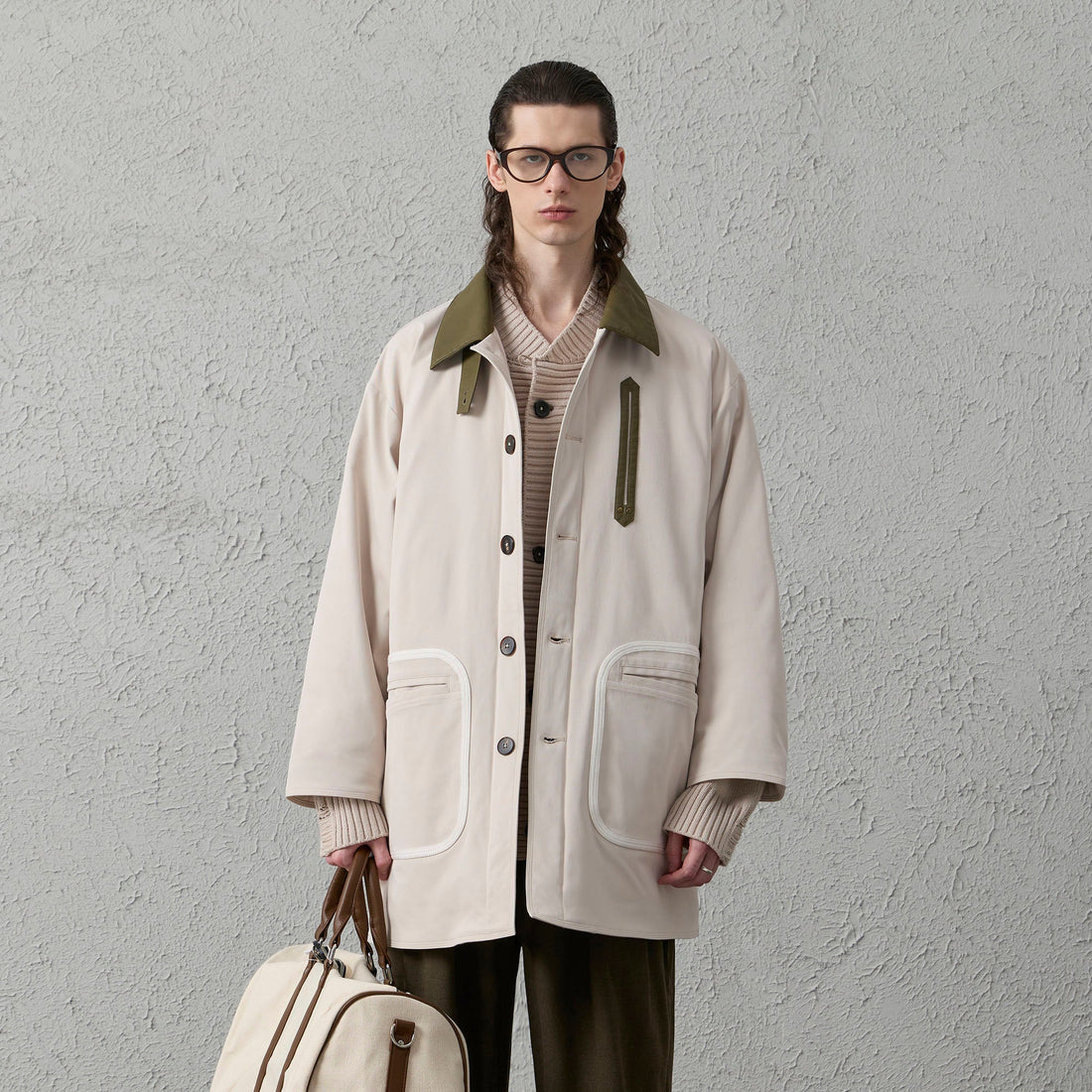 ORGANIC EMOTION Contrast PU Midi Down Coat-Jacket-S-Free Shipping Leatheretro