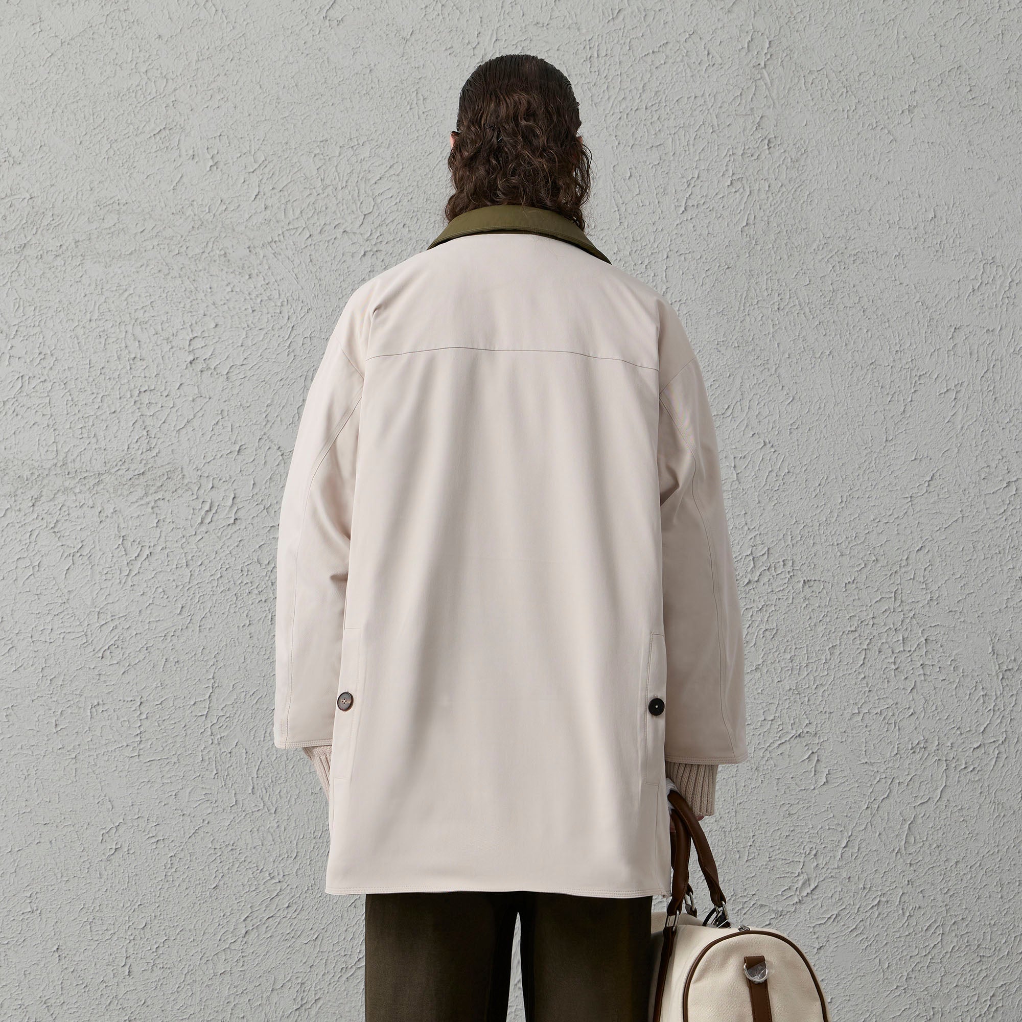 ORGANIC EMOTION Contrast PU Midi Down Coat-Jacket-S-Free Shipping Leatheretro