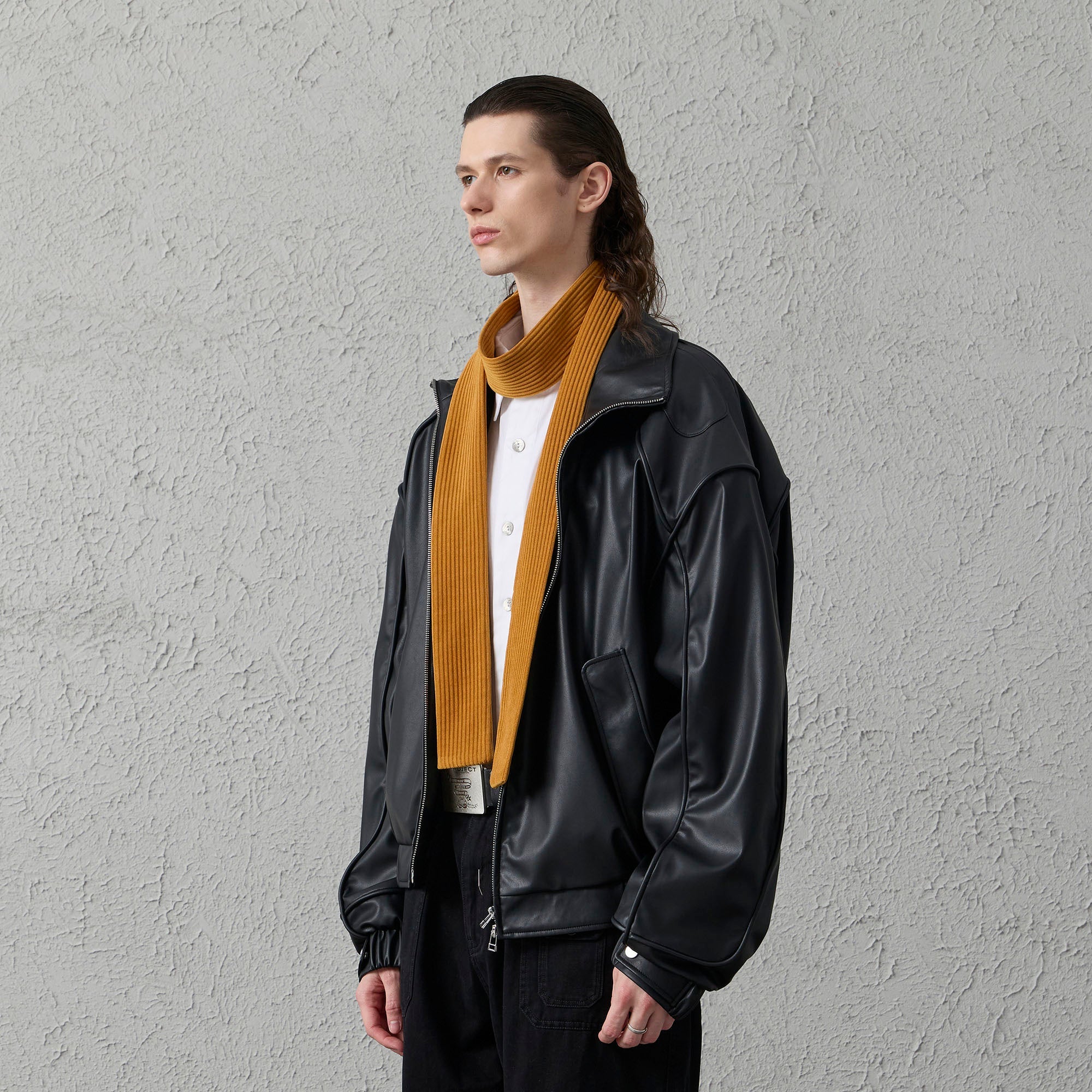 ORGANIC EMOTION Faux Leather Piped Seam Jacket-Jacket-S-Free Shipping Leatheretro