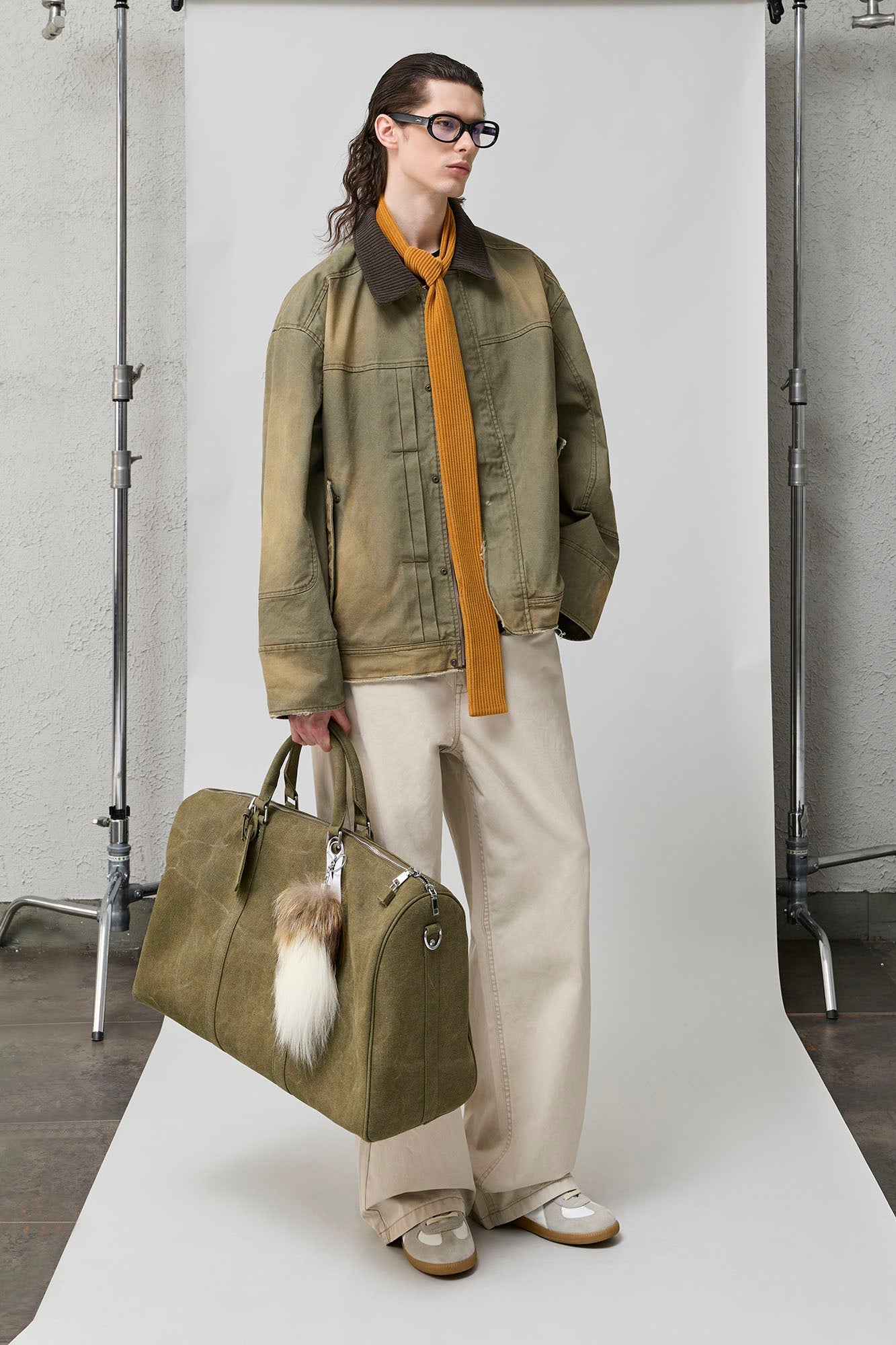 ORGANIC EMOTION Washed Contrast Collar Oversized Snap Jacket-Jacket-S-Green-Free Shipping Leatheretro