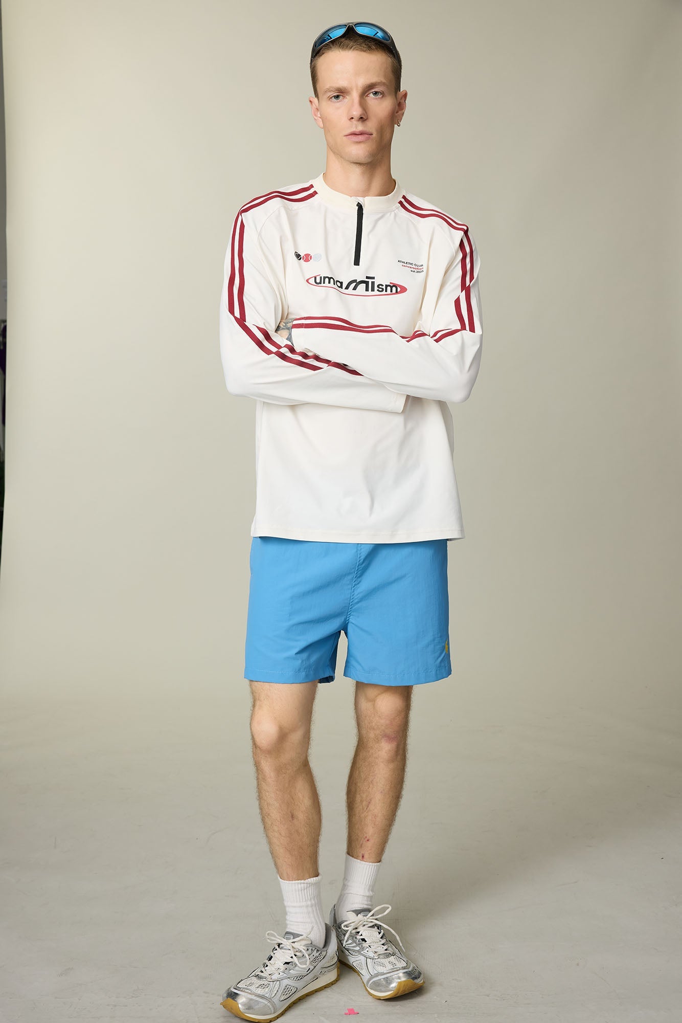 UMAMIISM Side Stripe Mesh-Panel Quick-Dry Long-Sleeve Tee-L/S Tee-XS-White-Free Shipping Leatheretro