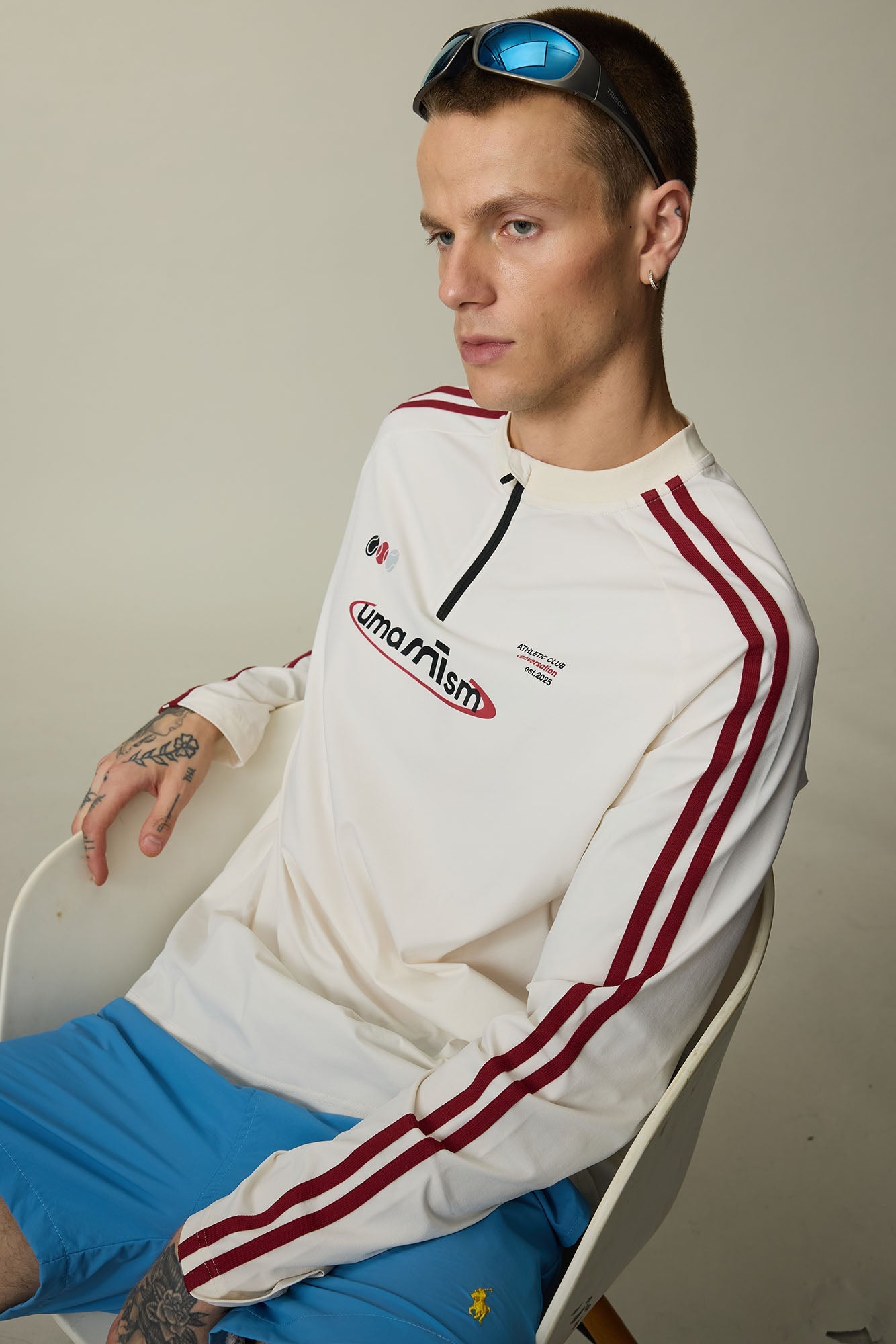 UMAMIISM Side Stripe Mesh-Panel Quick-Dry Long-Sleeve Tee-L/S Tee-XS-White-Free Shipping Leatheretro