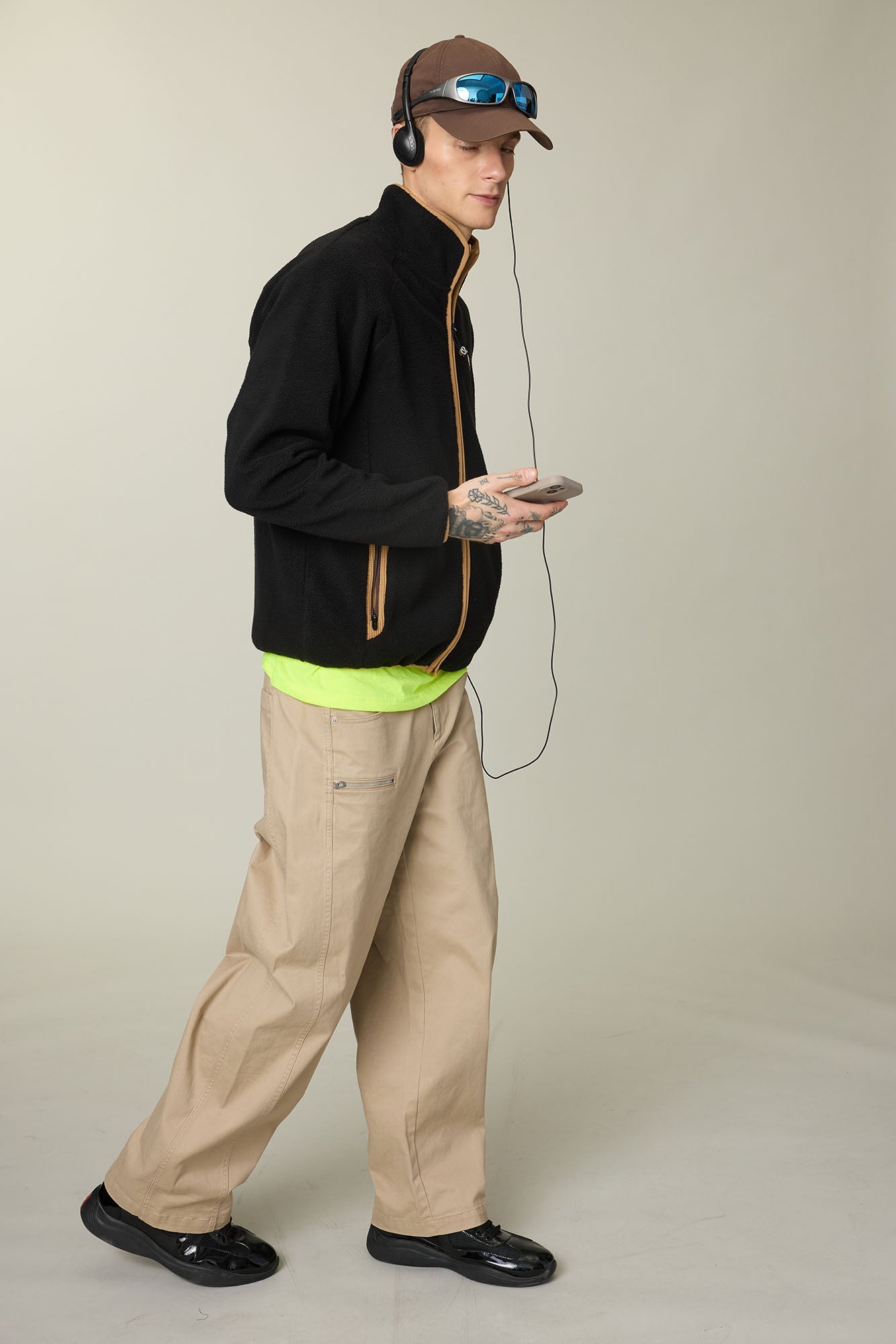 UMAMIISM Contrast Trim Fleece Jacket-Jacket-XS-Beige-Free Shipping Leatheretro