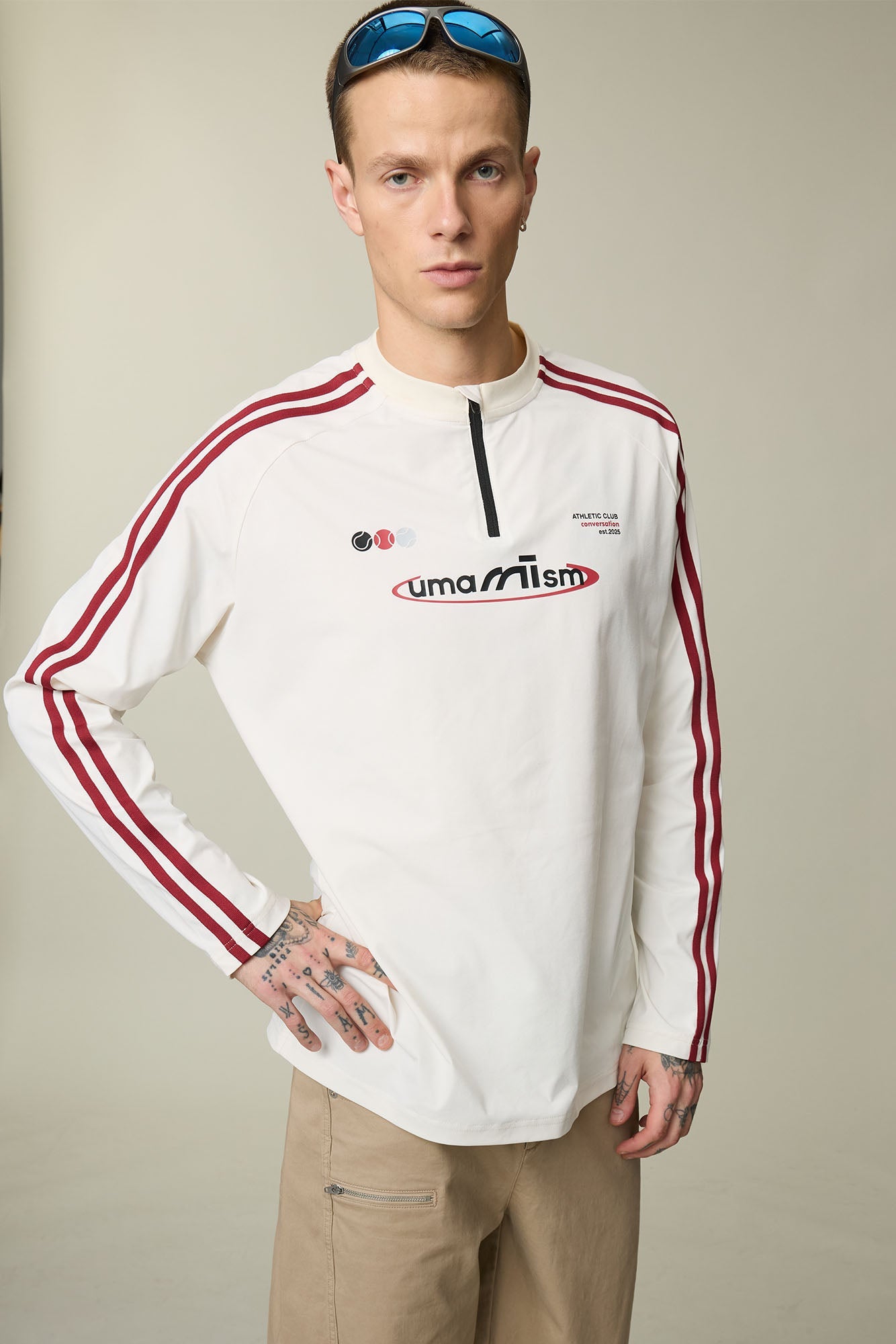 UMAMIISM Side Stripe Mesh-Panel Quick-Dry Long-Sleeve Tee-L/S Tee-XS-White-Free Shipping Leatheretro