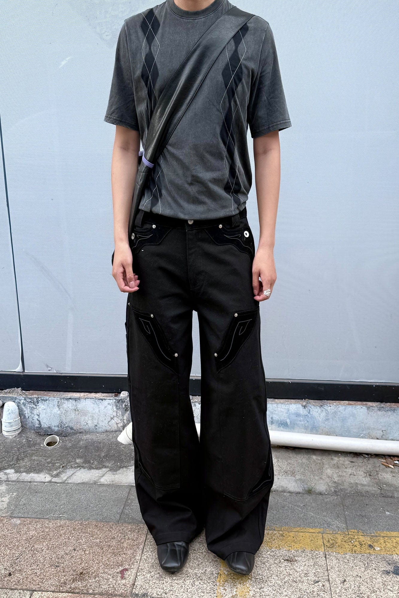 ESAIAS Rune Embroidered Velvet Panel Pants-Pants-S (Preorder)-Free Shipping Leatheretro