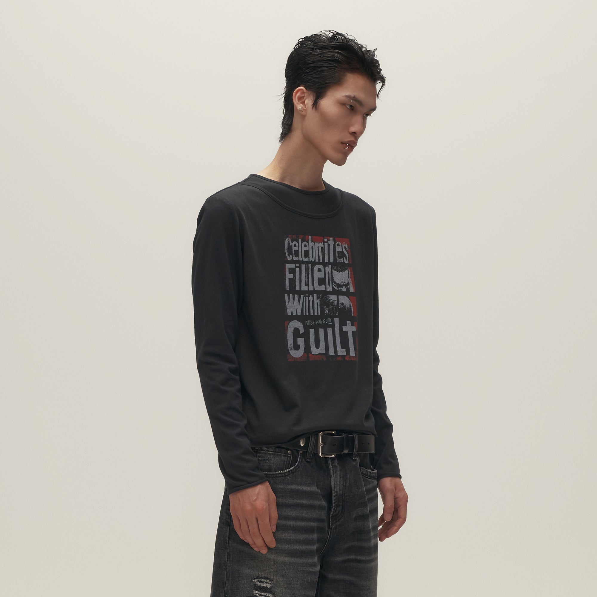 SAVAGEGROWTHWORLD Graphic Double-Layer Neckline Long-Sleeve Tee-L/S Tee-S-Free Shipping Leatheretro
