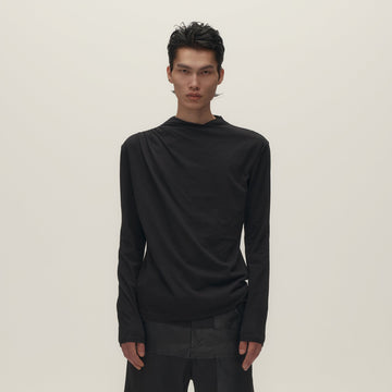 SAVAGEGROWTHWORLD Asymmetrical Drape Long-Sleeve Tee-L/S Tee-S-Free Shipping Leatheretro