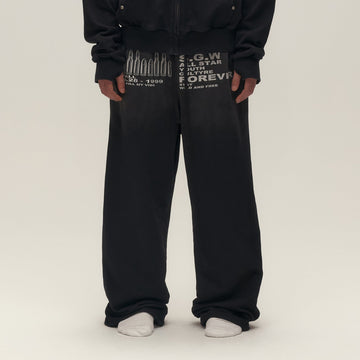 SAVAGEGROWTHWORLD Bullet Graphic Washed Wide-Leg Sweatpants-Pants-S-Free Shipping Leatheretro