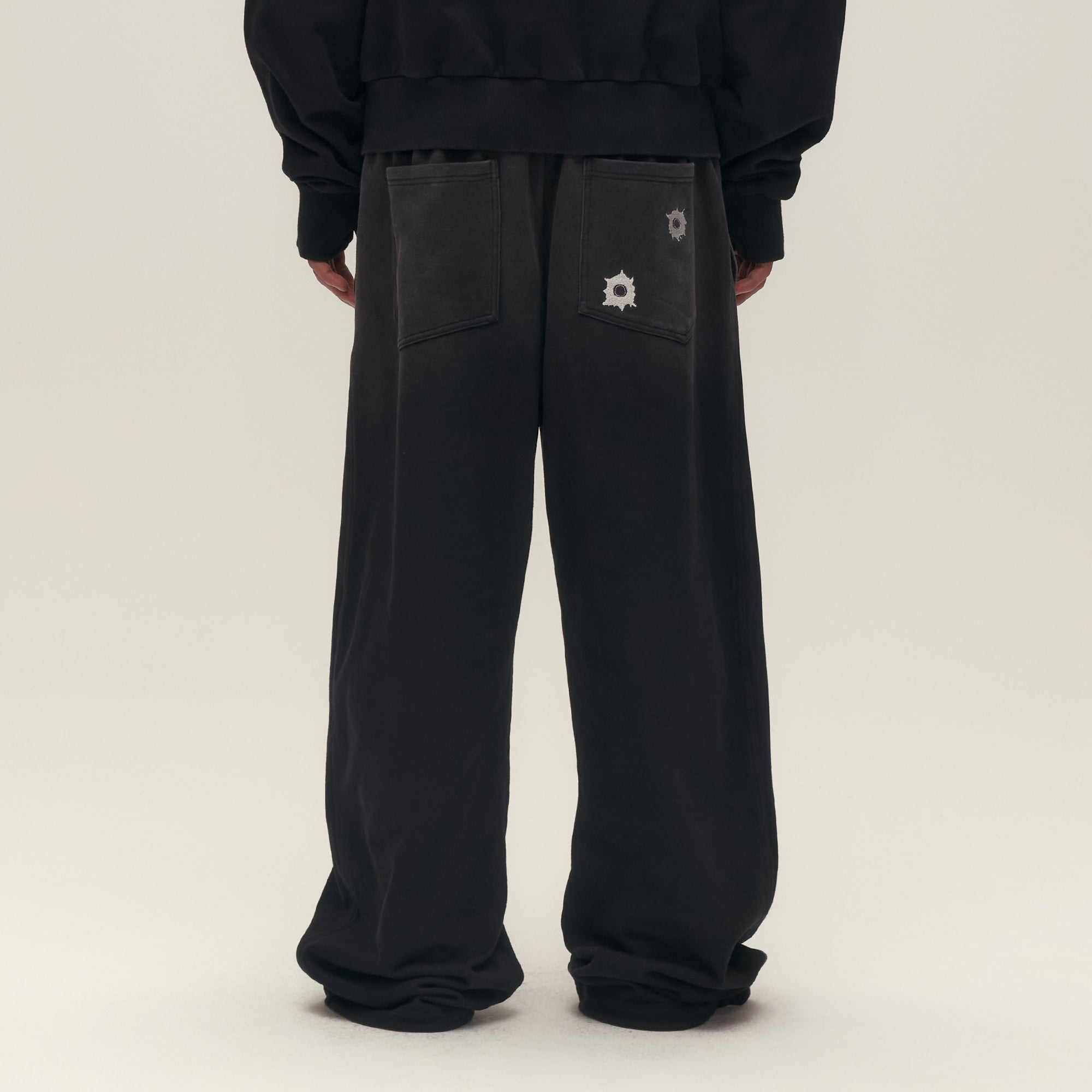 SAVAGEGROWTHWORLD Bullet Graphic Washed Wide-Leg Sweatpants-Pants-S-Free Shipping Leatheretro