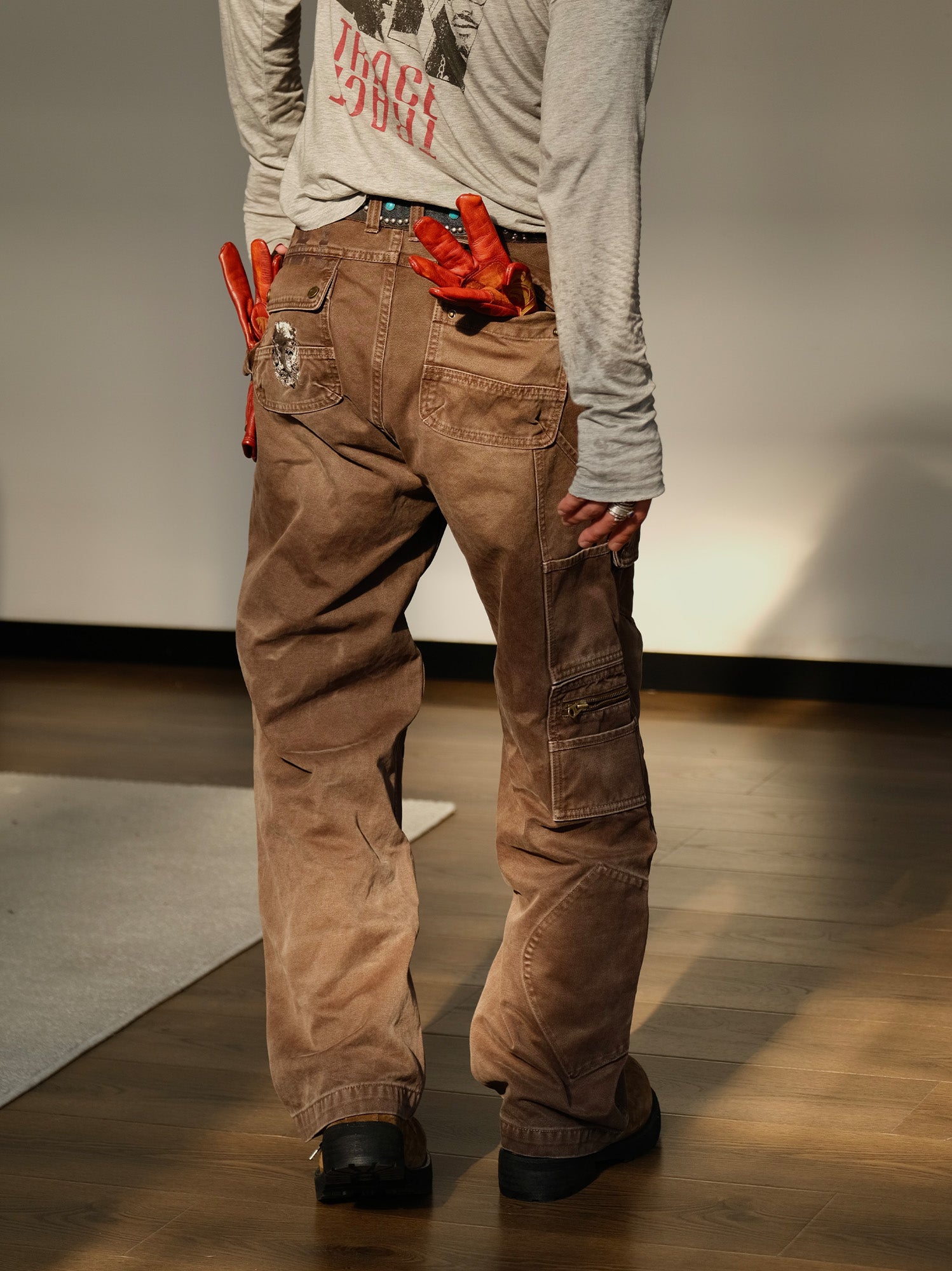NEIGBORL Washed Multi-Pocket Straight-Leg Cargo Pants-Pants-S (Preorder)-Black-Free Shipping Leatheretro