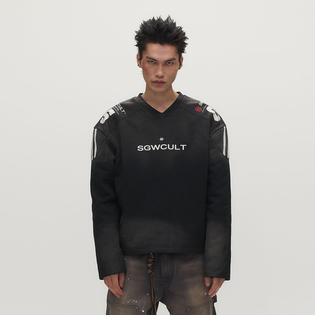 SAVAGEGROWTHWORLD Athletic Distressed Patch Sweatshirt-Sweatshirt-S (Preorder)-Free Shipping Leatheretro