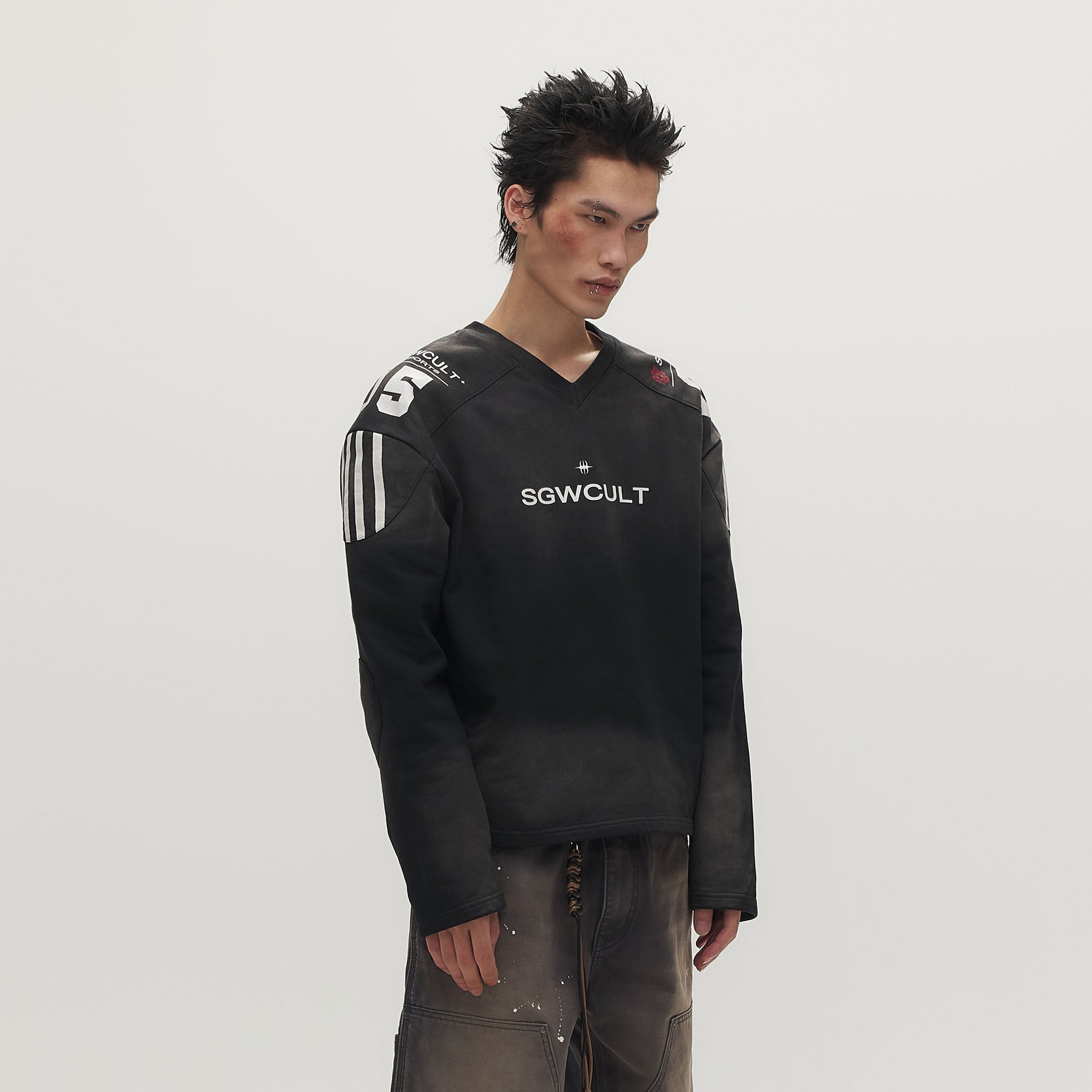 SAVAGEGROWTHWORLD Athletic Distressed Patch Sweatshirt-Sweatshirt-S (Preorder)-Free Shipping Leatheretro