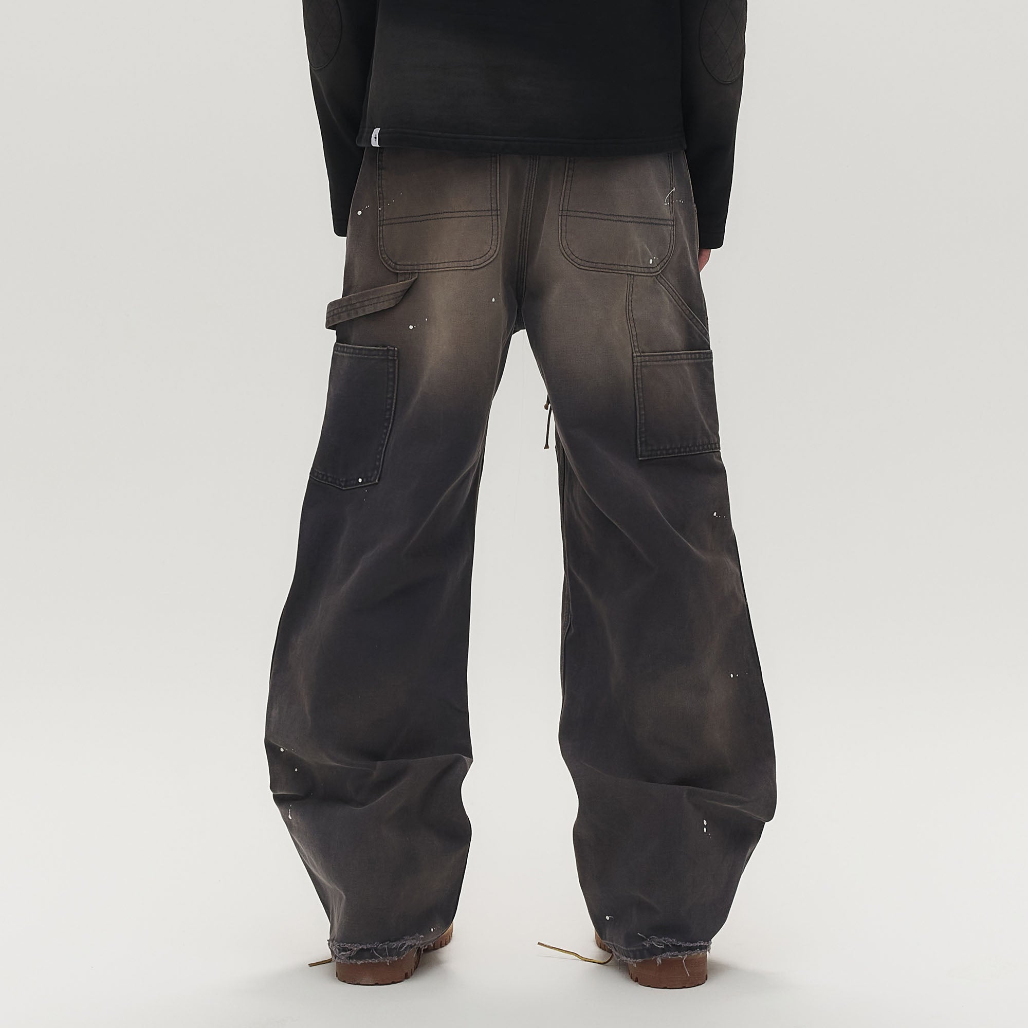 SAVAGEGROWTHWORLD Distressed Double-Knee Splatter Jeans-Jeans-S (Preorder)-Free Shipping Leatheretro